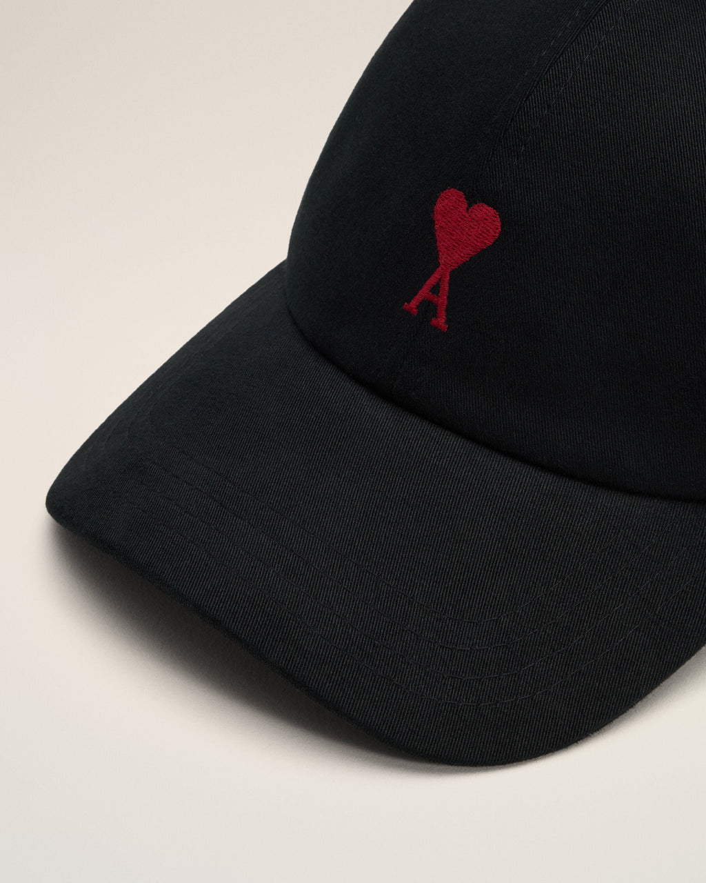 Black Cotton Ami De Coeur Embroidery Cap