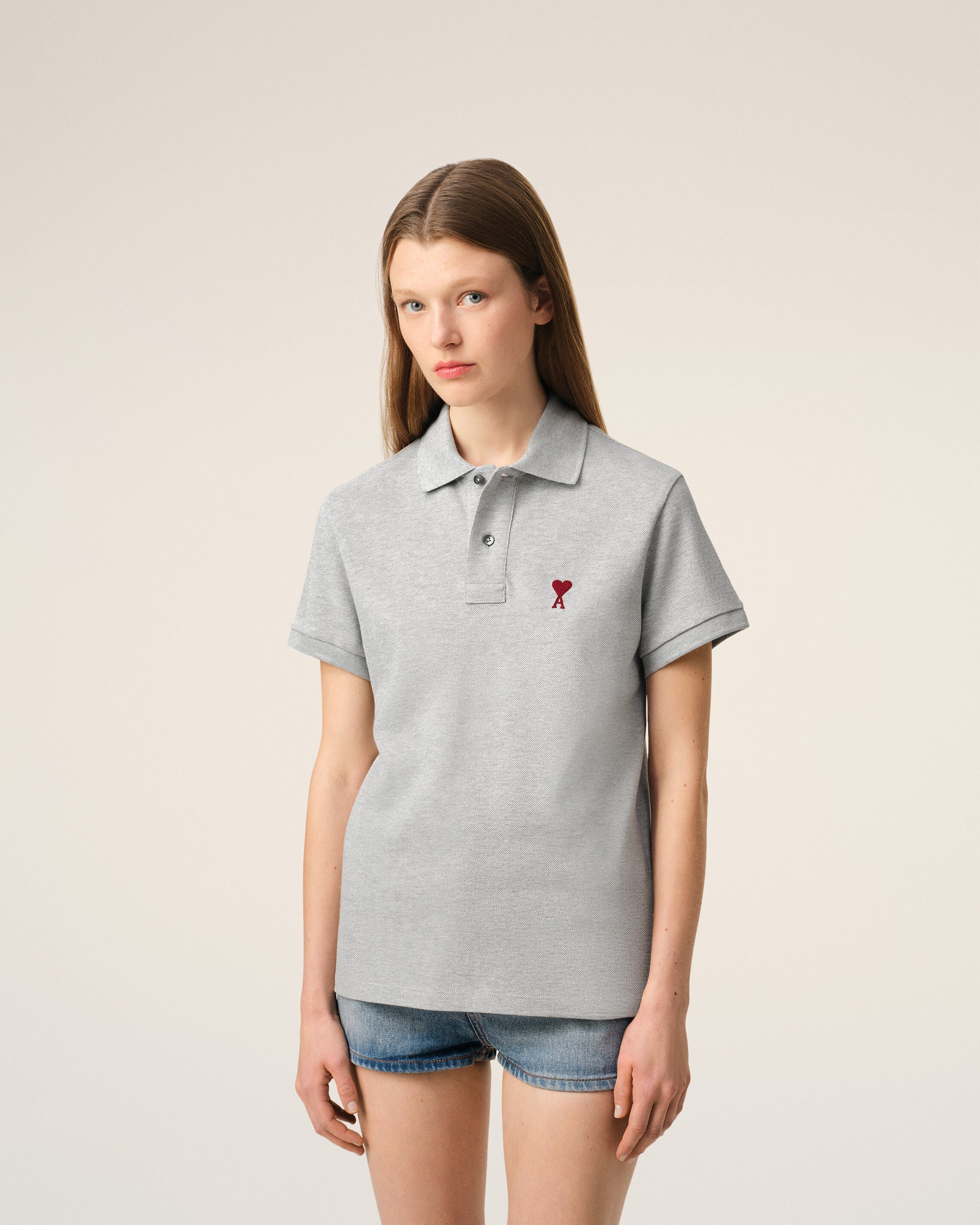 Grey Cotton Ami de Coeur Polo Shirt