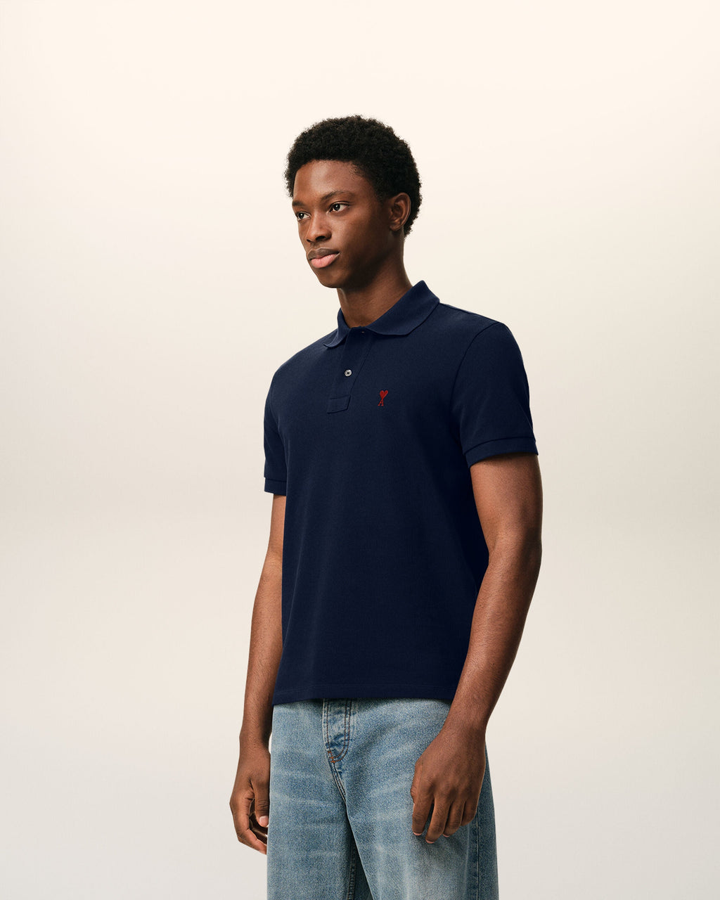 Blue Cotton Red Ami De Coeur Polo Shirt