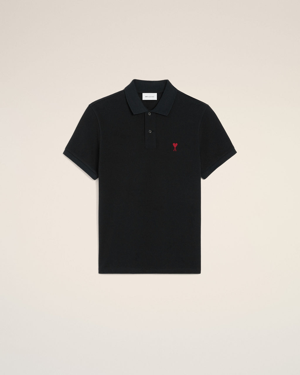 Black Cotton Red Ami De Coeur Polo Shirt