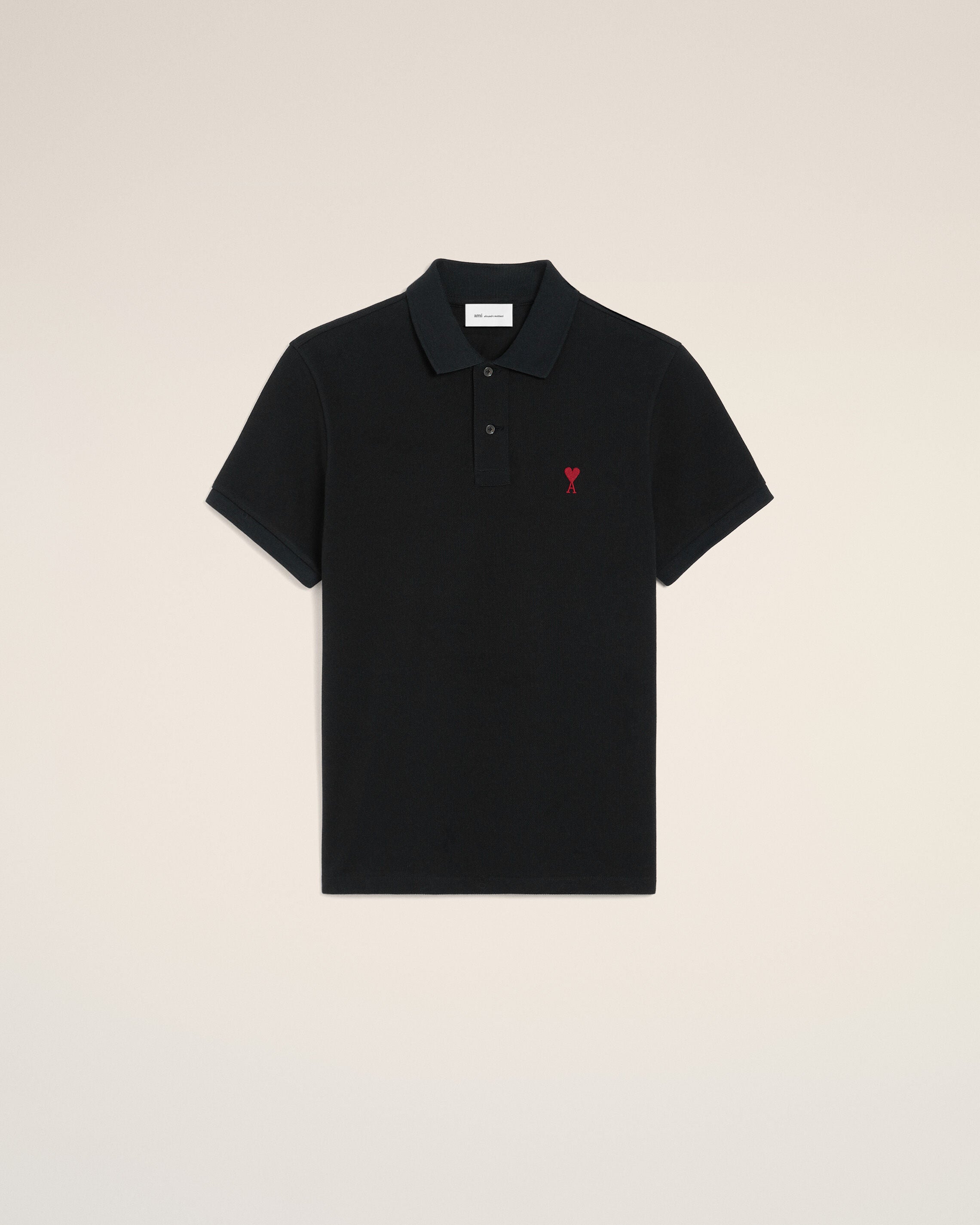 Black Cotton Red Ami De Coeur Polo Shirt