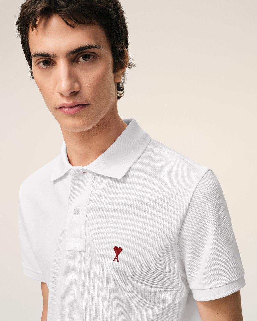White Cotton Red Ami De Coeur Polo Shirt