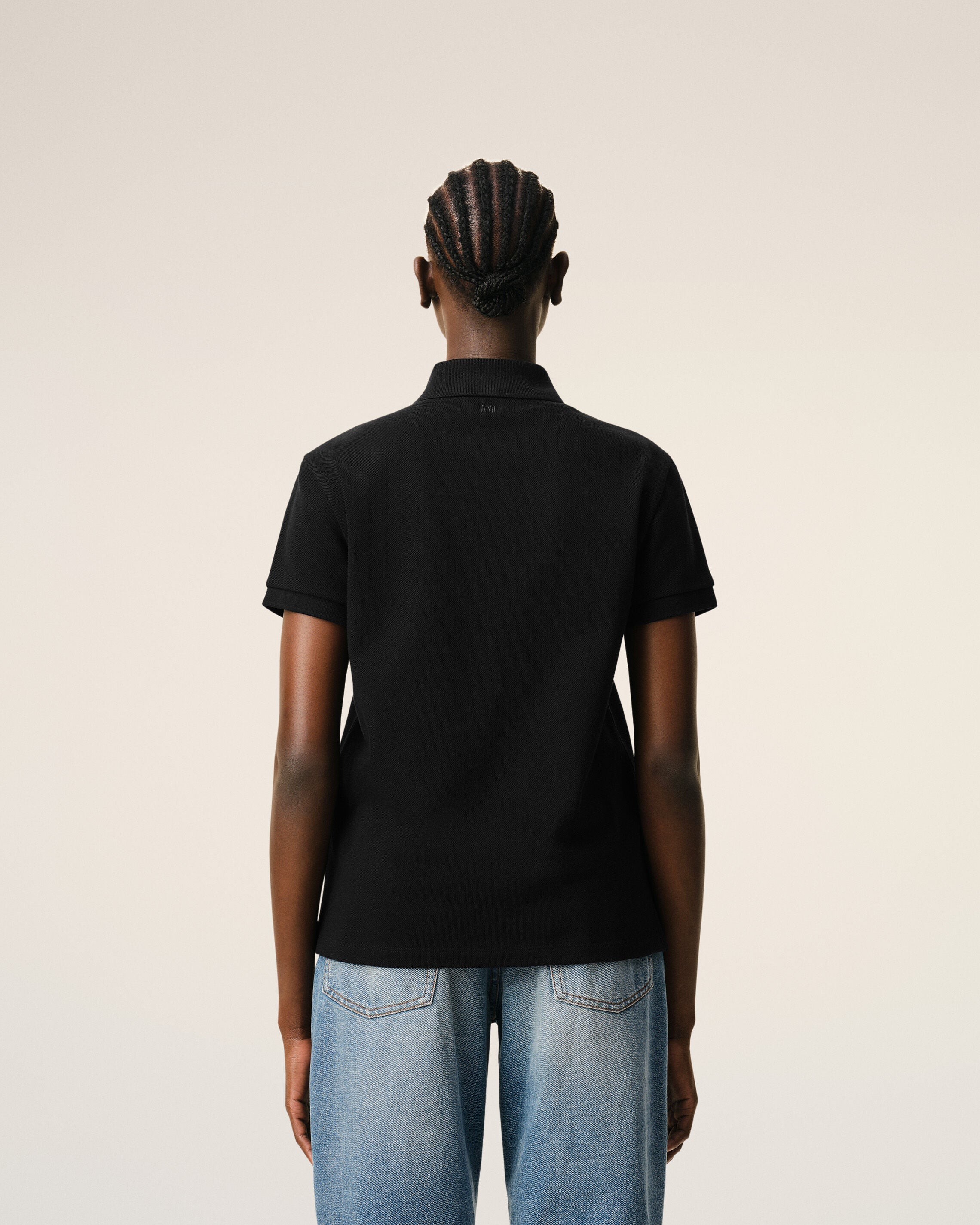 Black Cotton Red Ami De Coeur Polo Shirt
