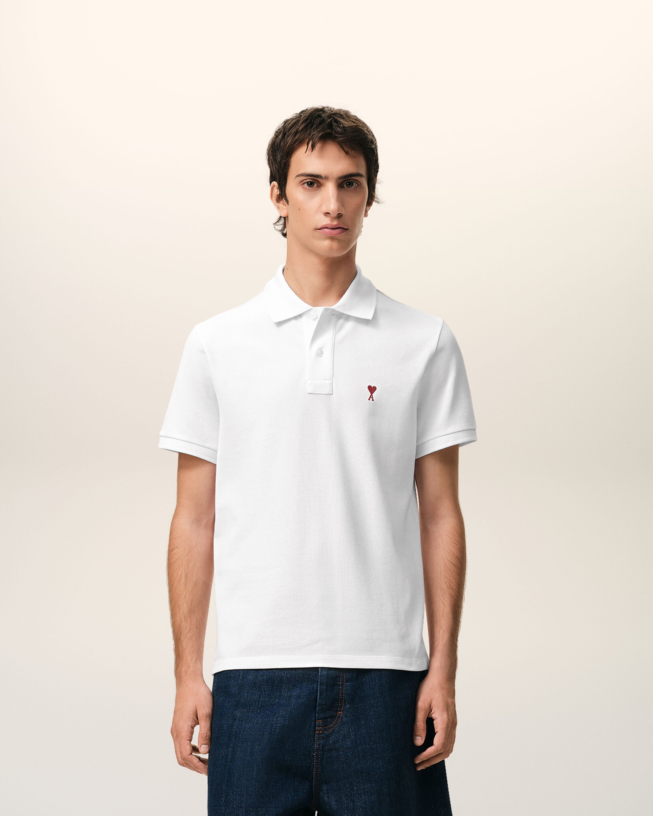 White Cotton Red Ami De Coeur Polo Shirt