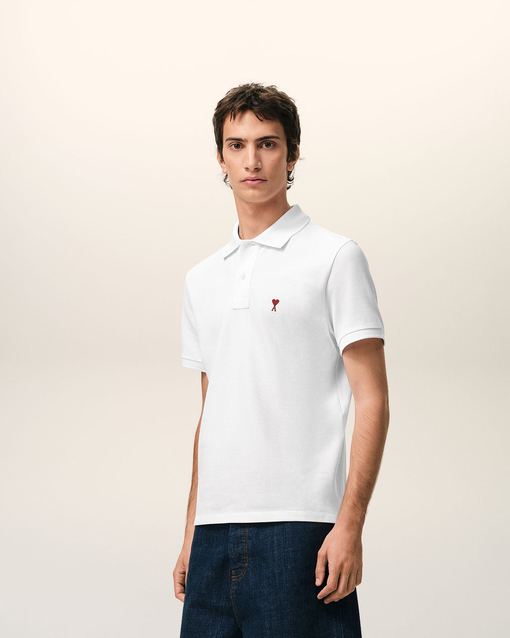 White Cotton Red Ami De Coeur Polo Shirt