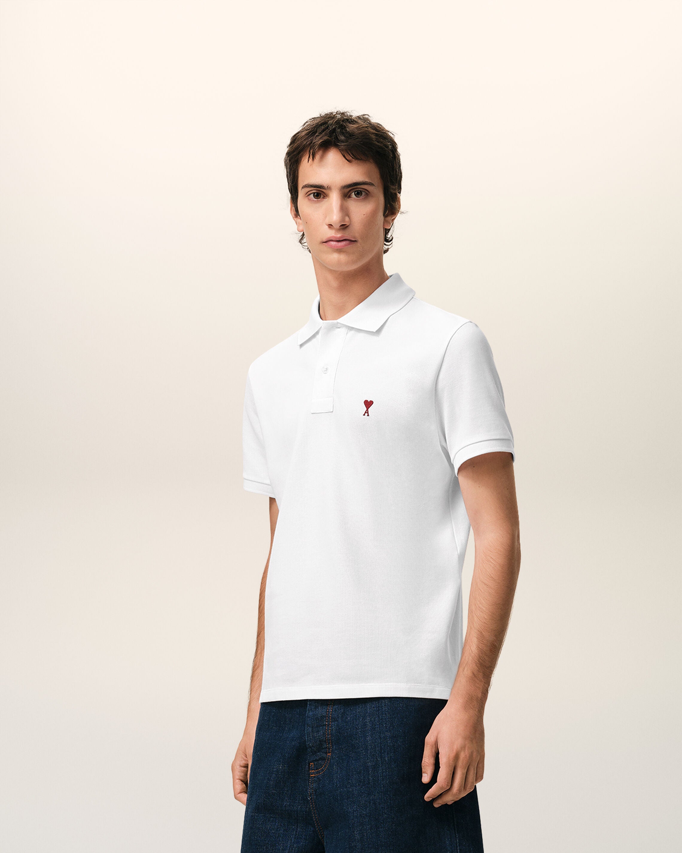 White Cotton Red Ami De Coeur Polo Shirt