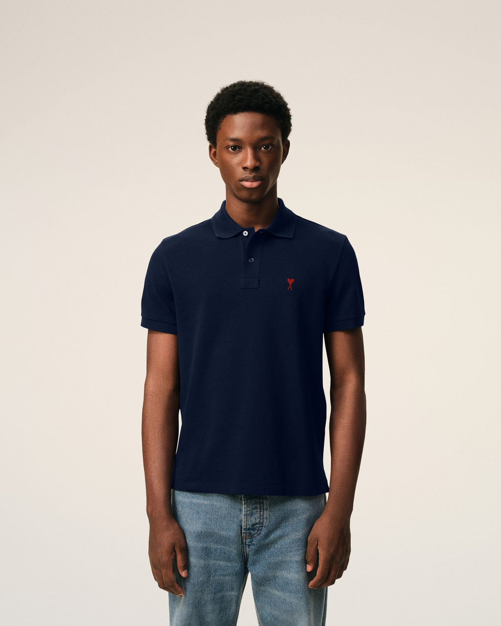 Blue Cotton Red Ami De Coeur Polo Shirt