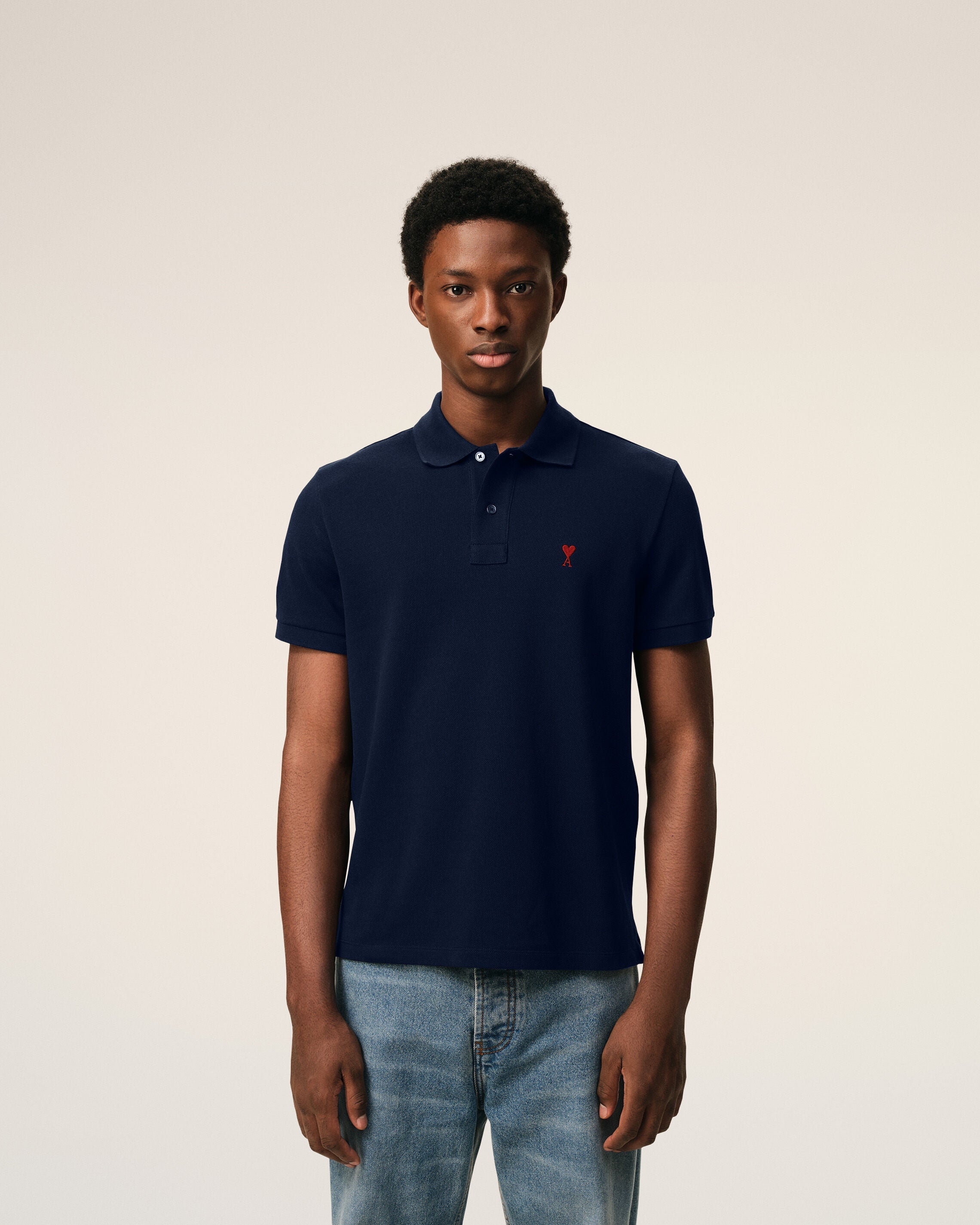 Blue Cotton Red Ami De Coeur Polo Shirt