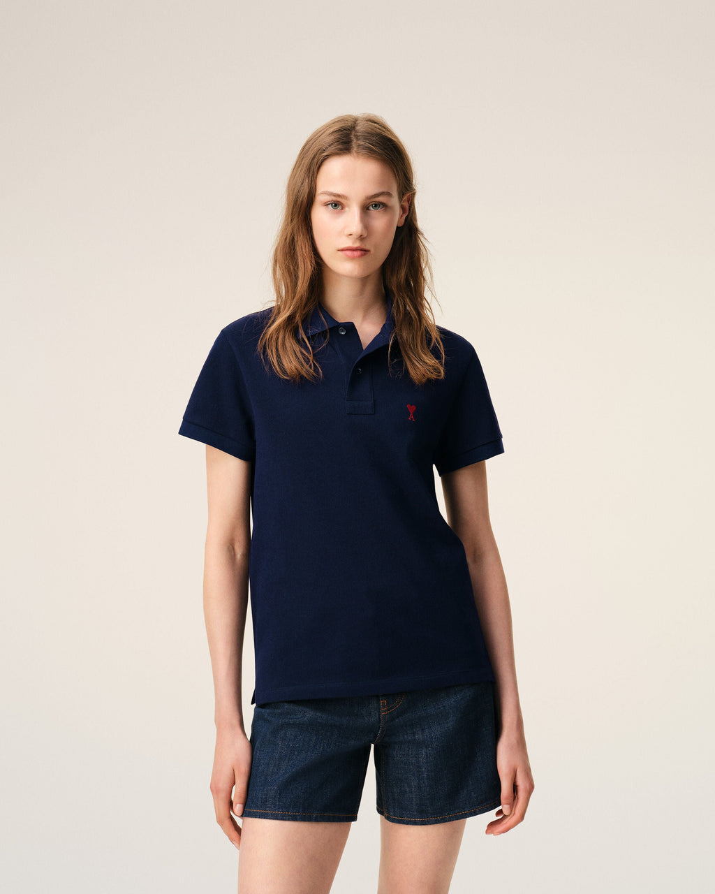 Blue Cotton Red Ami De Coeur Polo Shirt
