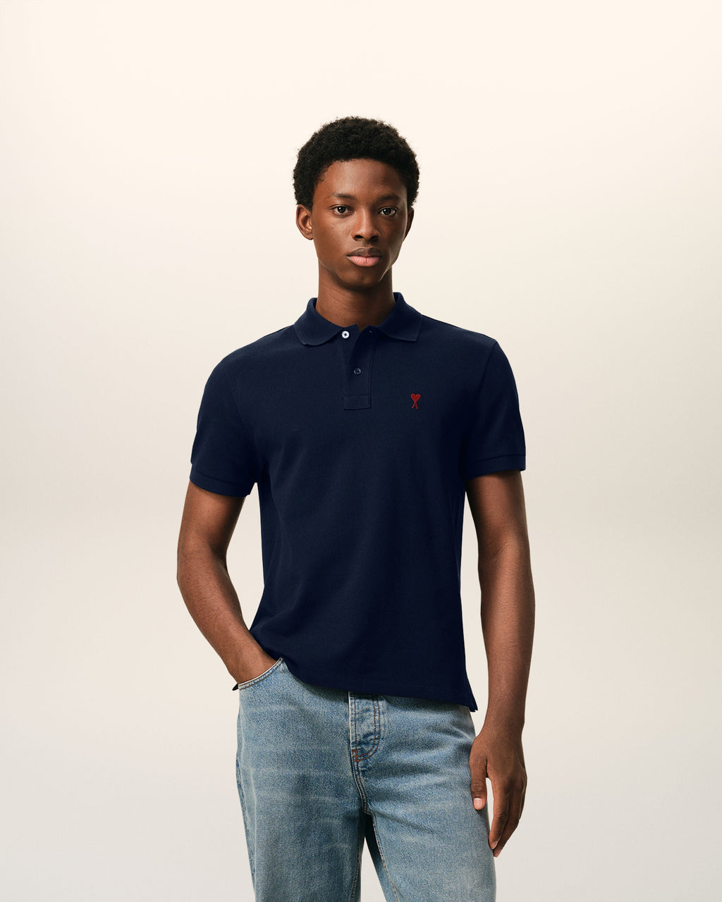 Blue Cotton Red Ami De Coeur Polo Shirt
