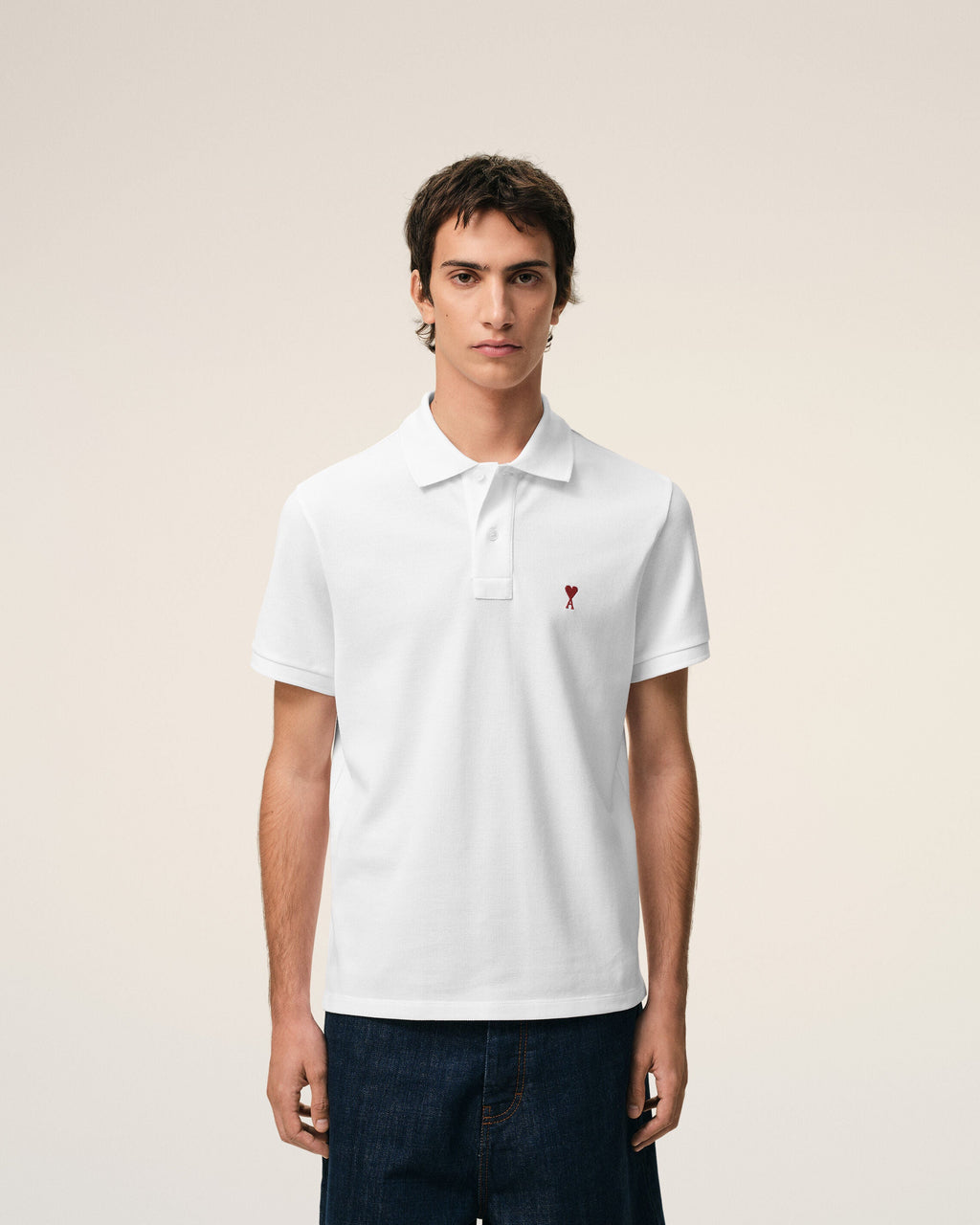 White Cotton Red Ami De Coeur Polo Shirt