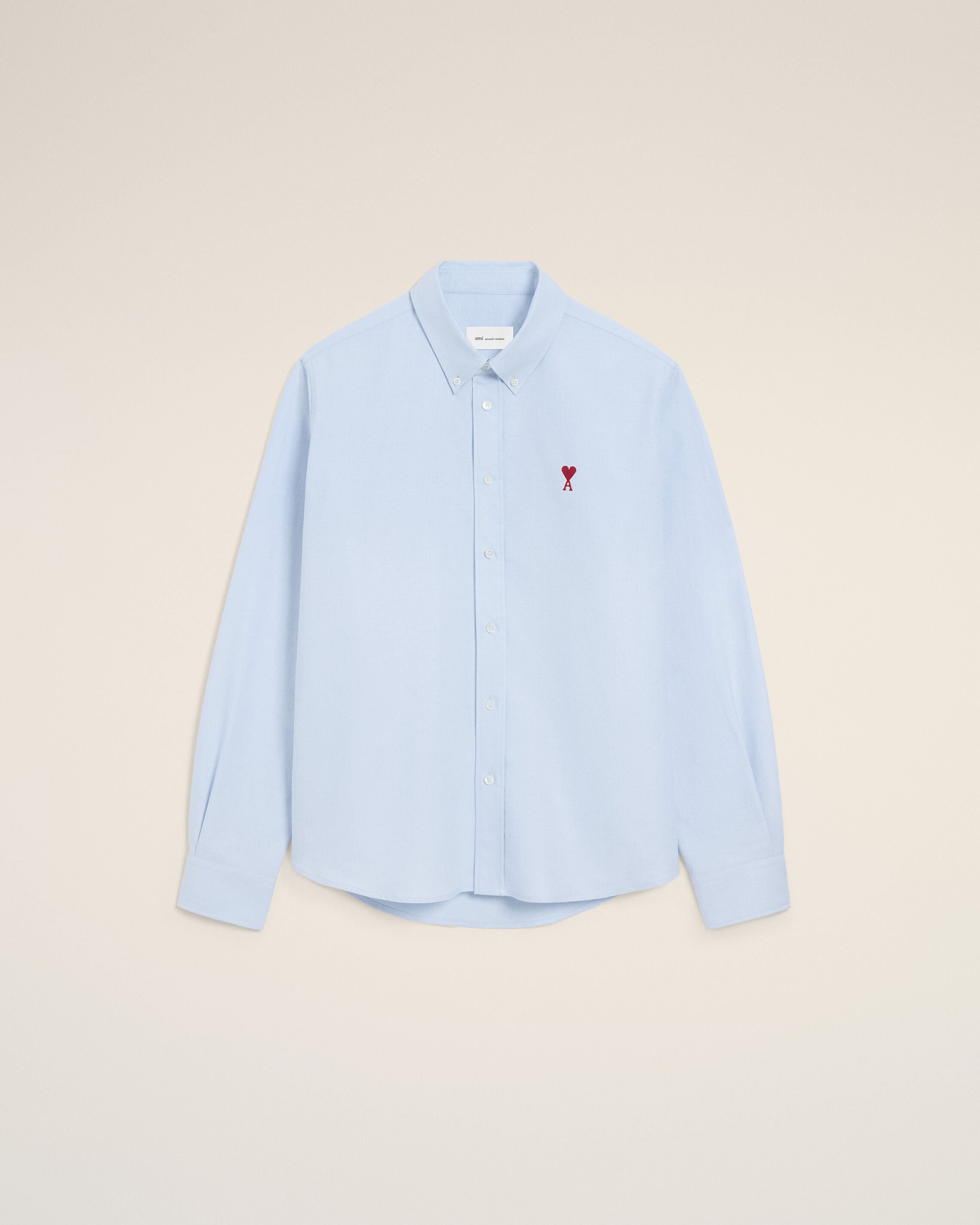 Blue Cotton Classic Long Sleeve Shirt Button Down Collar With Embroidered Adc