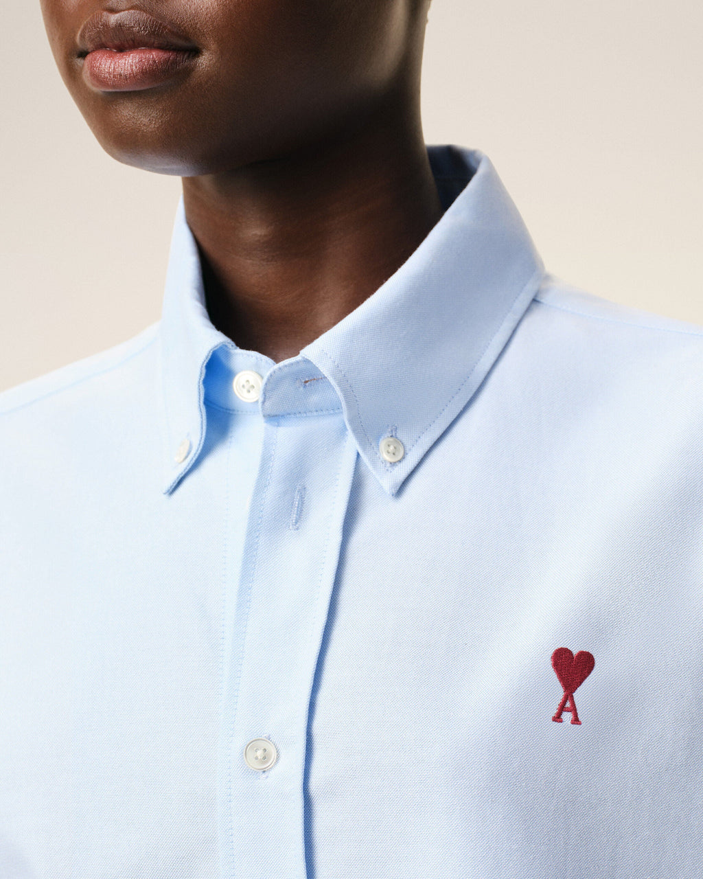 Blue Cotton Classic Long Sleeve Shirt Button Down Collar With Embroidered Adc