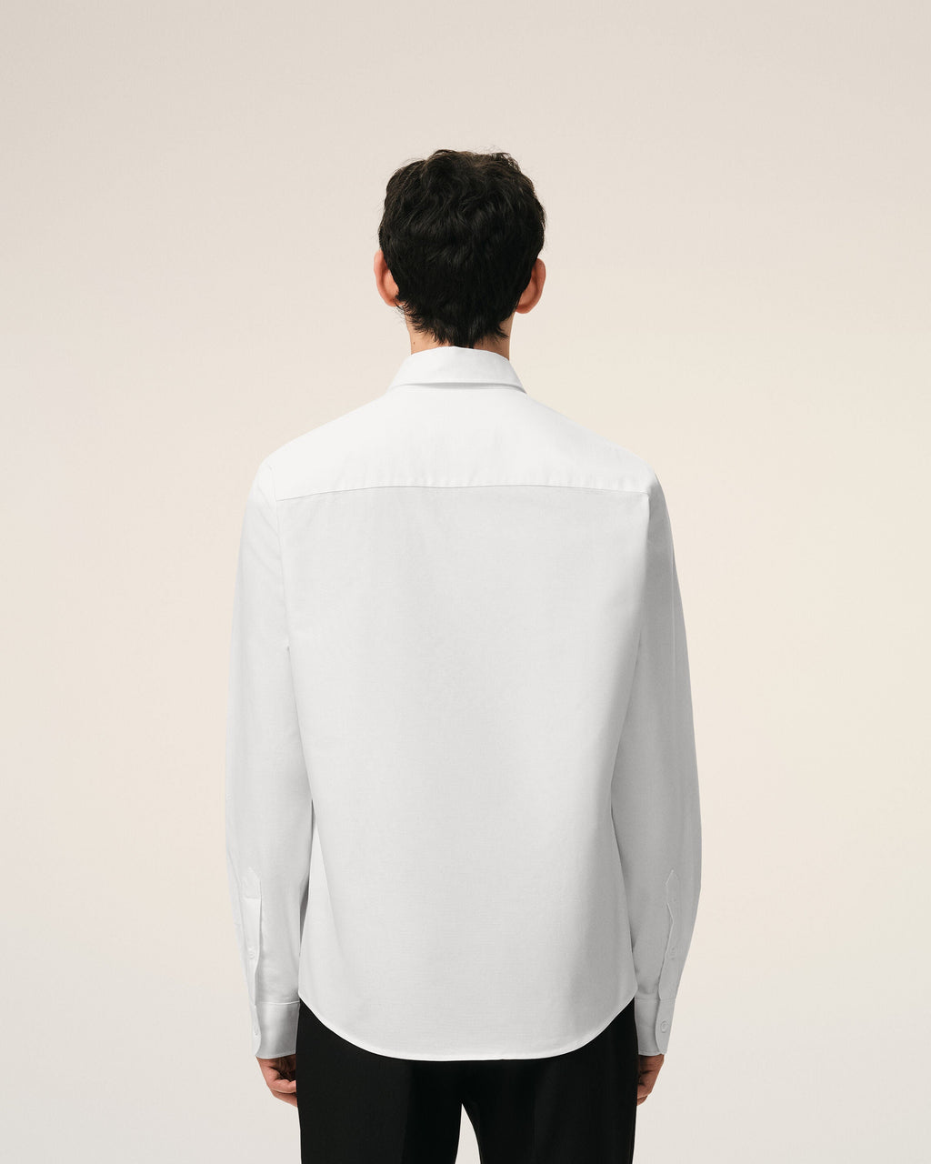 White Cotton Classic Long Sleeve Shirt Button Down Collar With Embroidered Adc