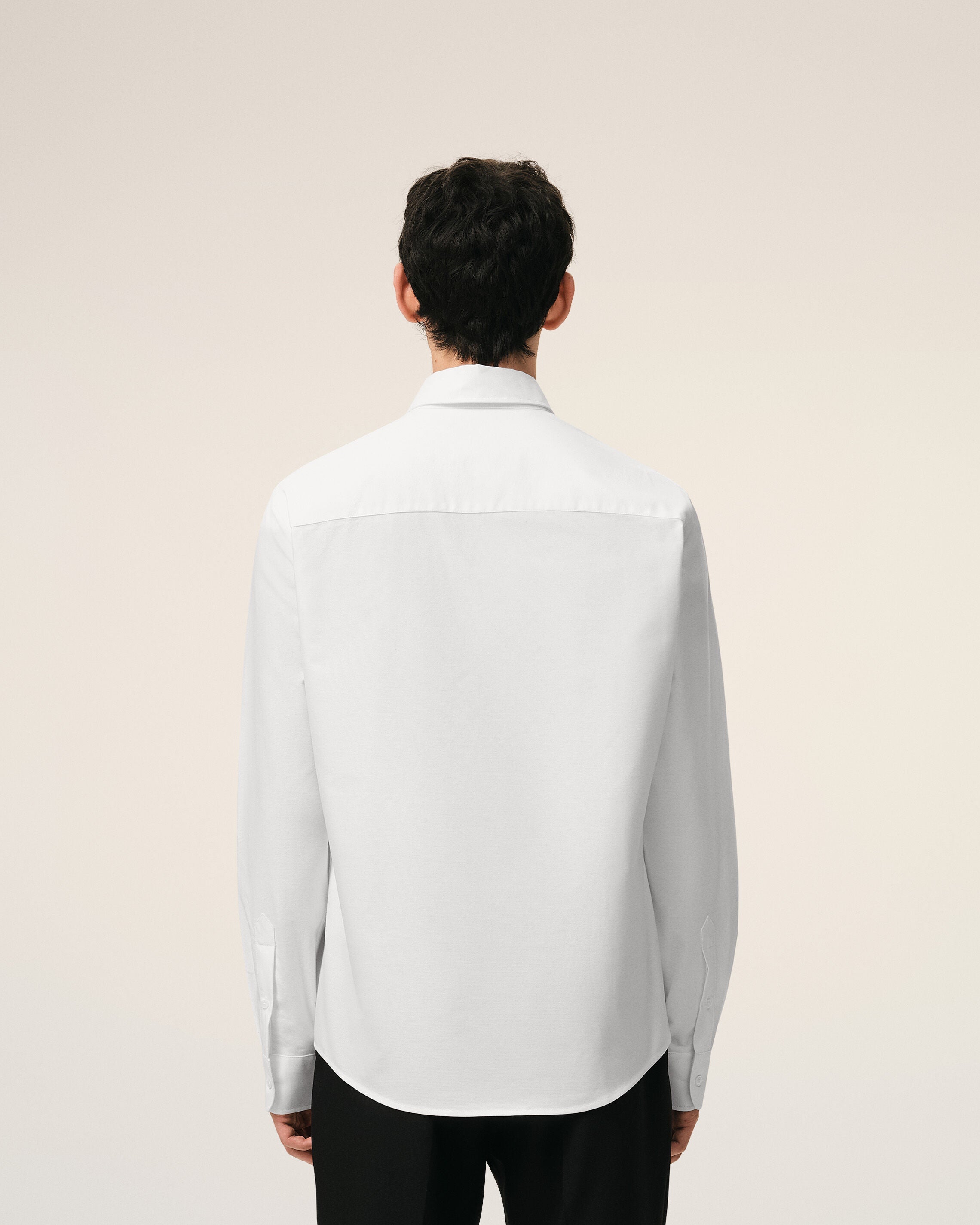 White Cotton Classic Long Sleeve Shirt Button Down Collar With Embroidered Adc
