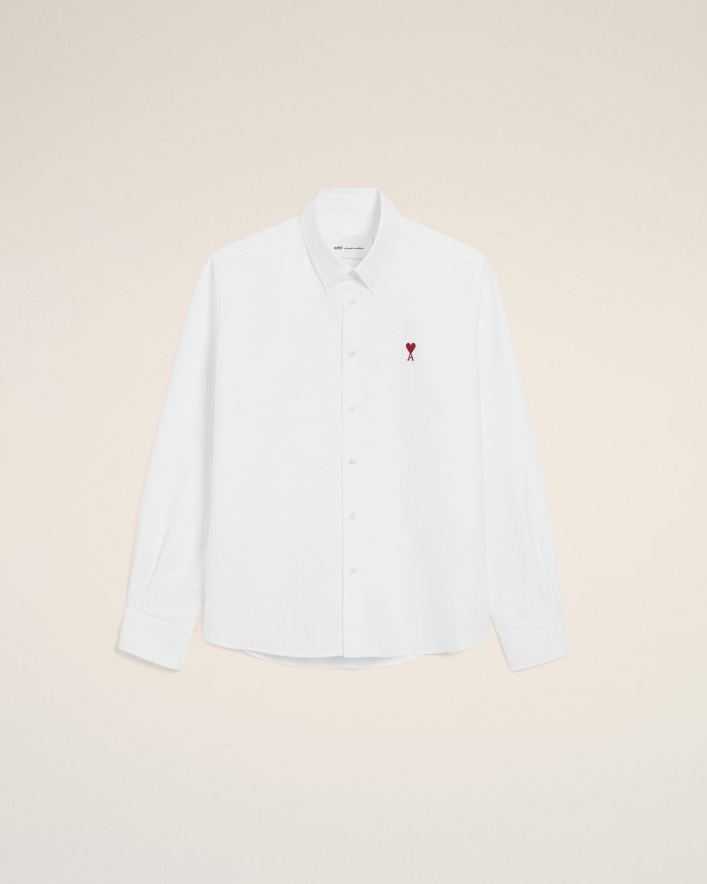 White Cotton Classic Long Sleeve Shirt Button Down Collar With Embroidered Adc