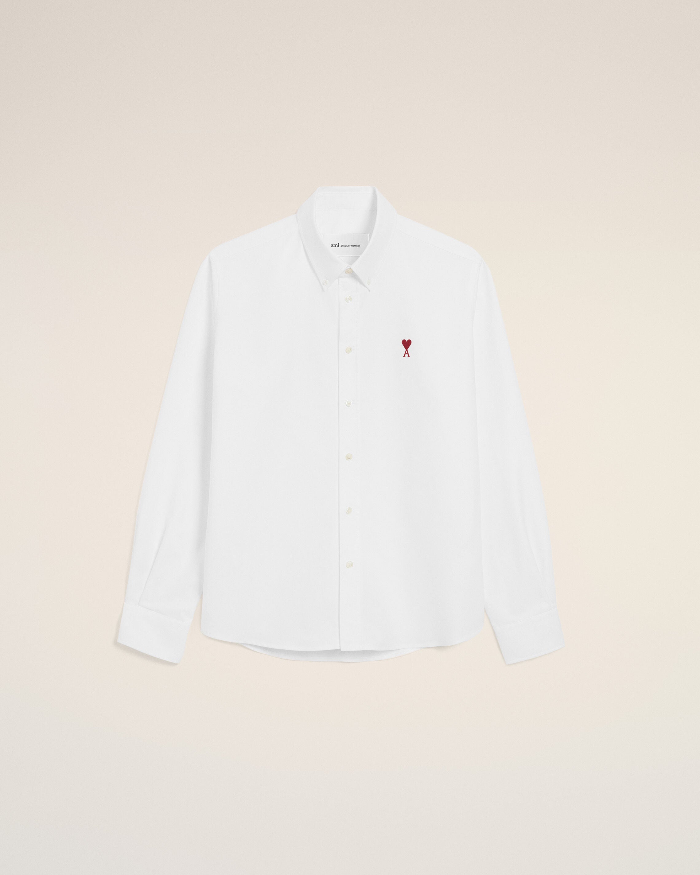 White Cotton Classic Long Sleeve Shirt Button Down Collar With Embroidered Adc