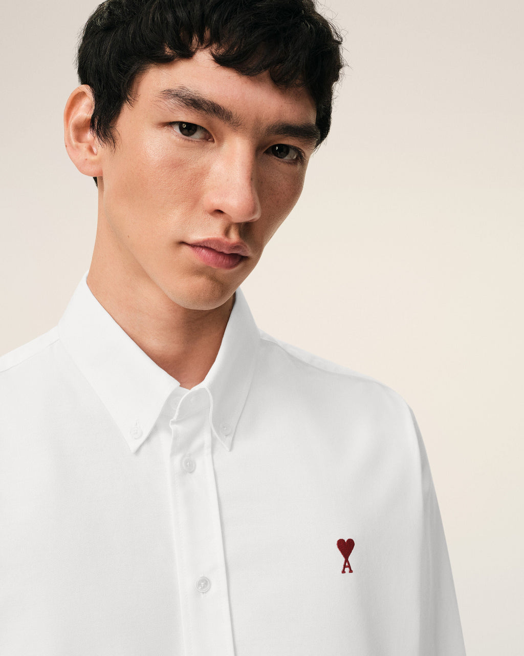 White Cotton Classic Long Sleeve Shirt Button Down Collar With Embroidered Adc