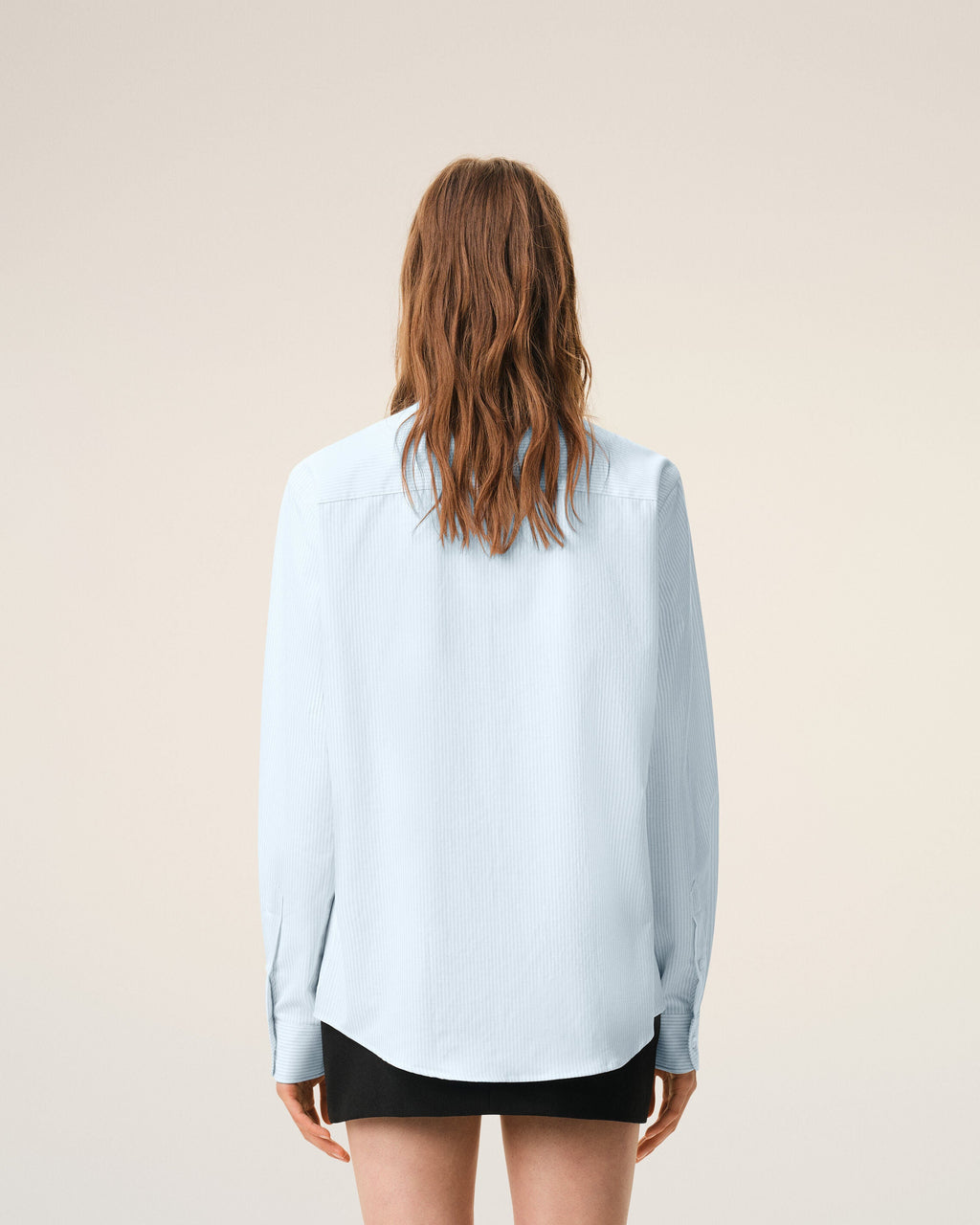 Blue Cotton Classic Long Sleeve Shirt Button Down Collar With Embroidered Adc