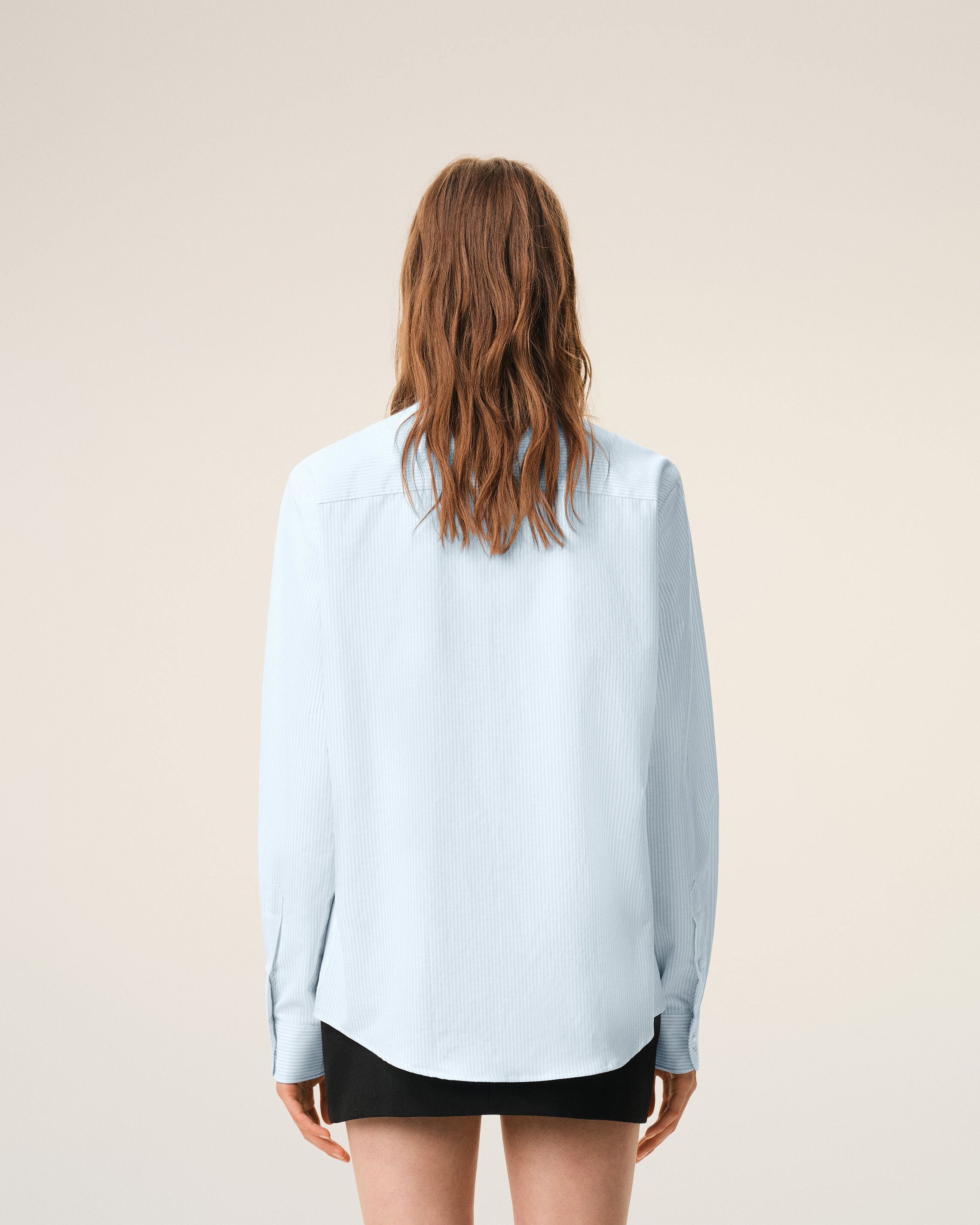 Blue Cotton Classic Long Sleeve Shirt Button Down Collar With Embroidered Adc