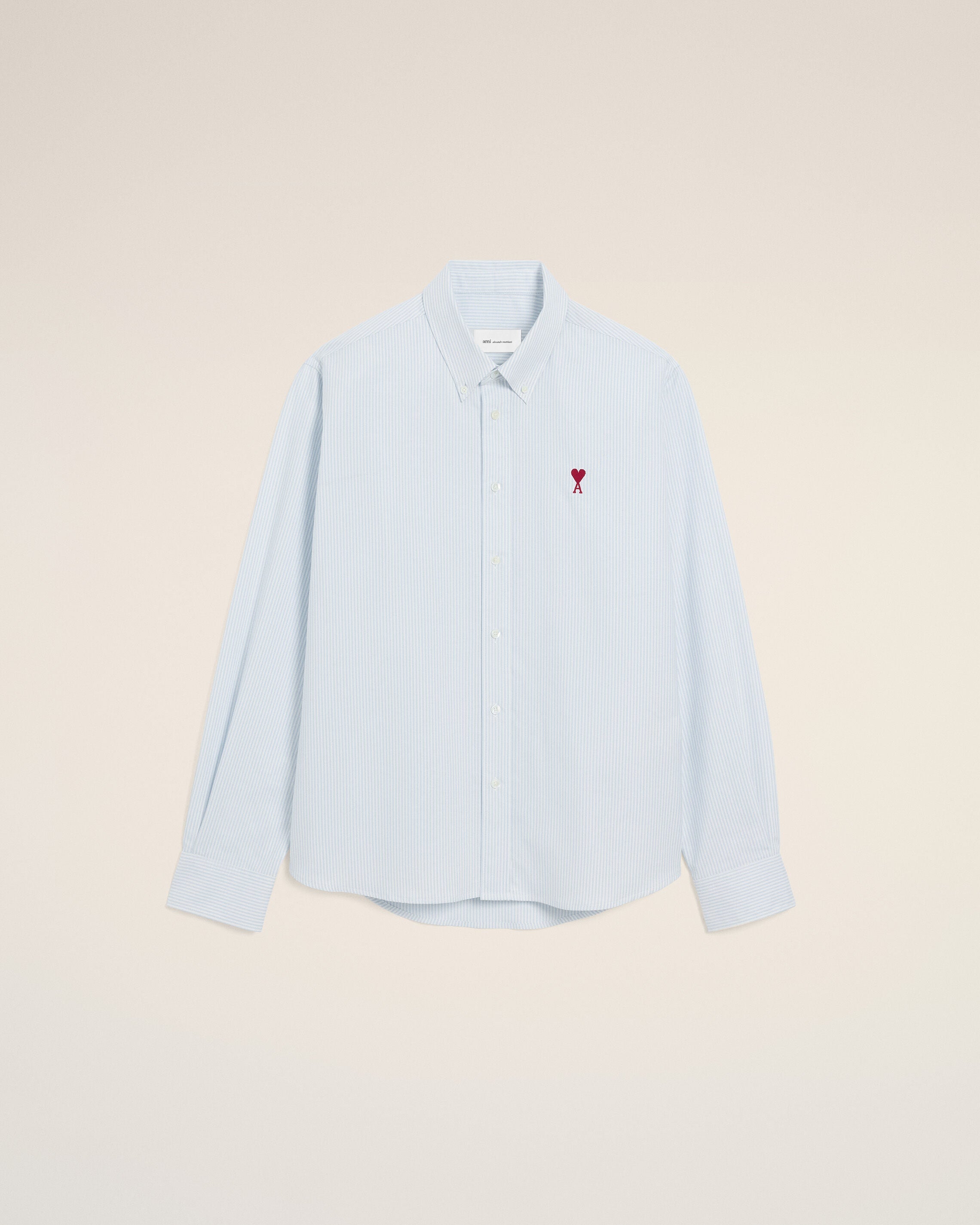 Blue Cotton Classic Long Sleeve Shirt Button Down Collar With Embroidered Adc