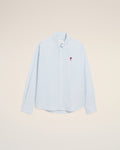 Blue Cotton Classic Long Sleeve Shirt Button Down Collar With Embroidered Adc