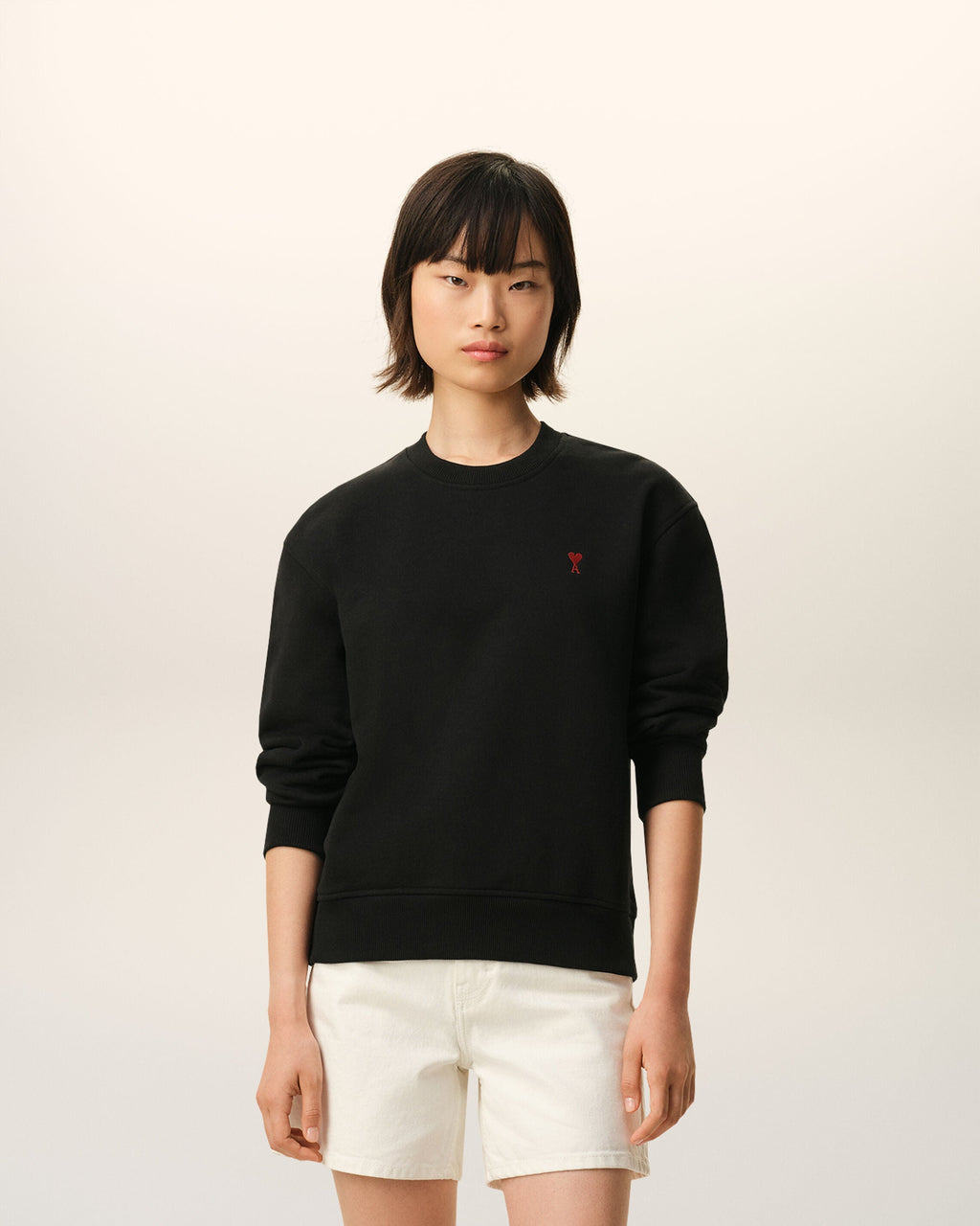 Black Cotton Red Ami De Coeur Sweatshirt
