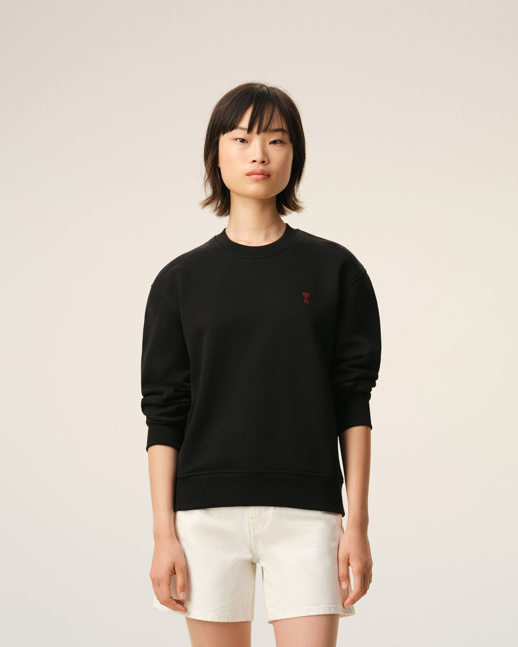 Black Cotton Red Ami De Coeur Sweatshirt