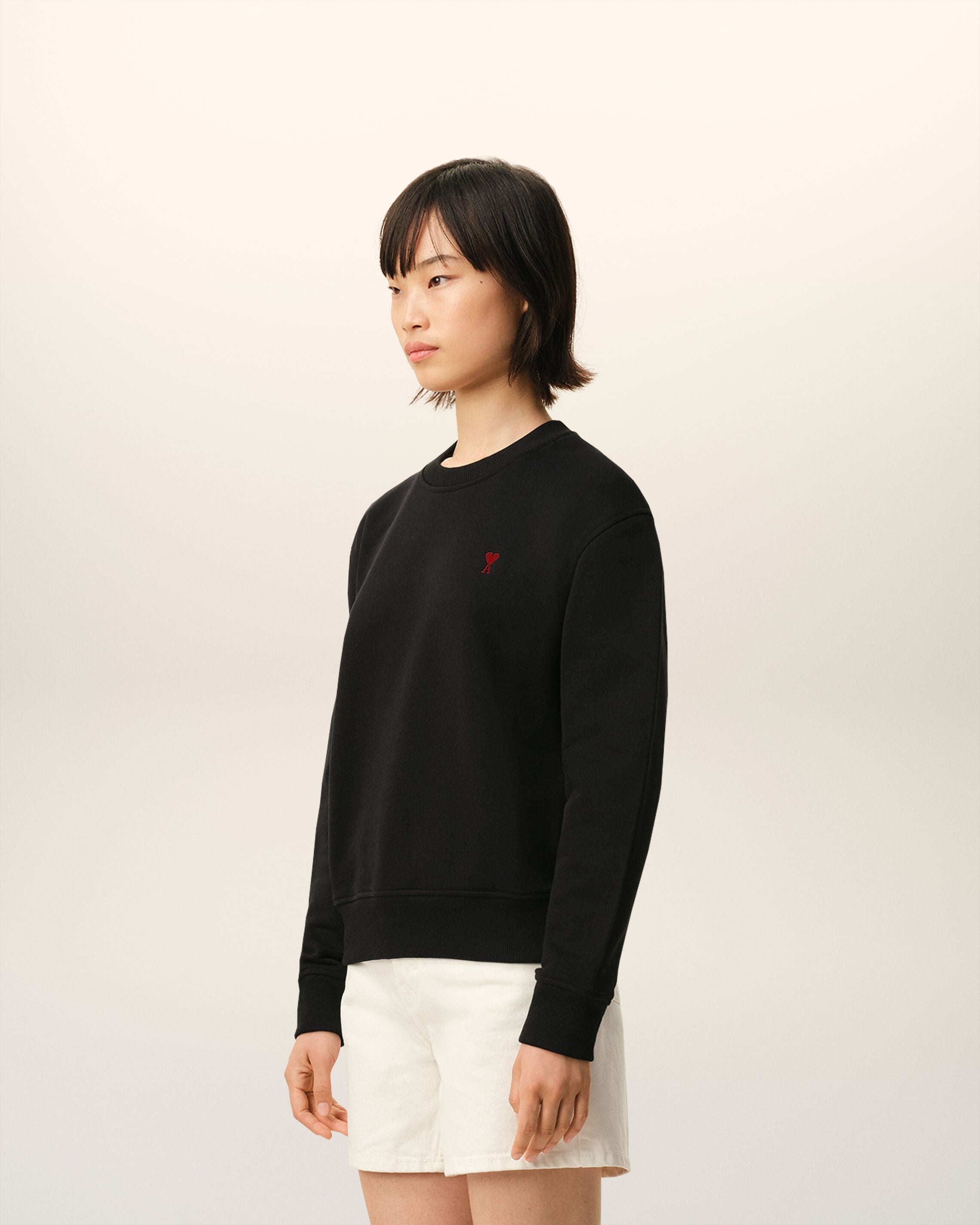 Black Cotton Red Ami De Coeur Sweatshirt