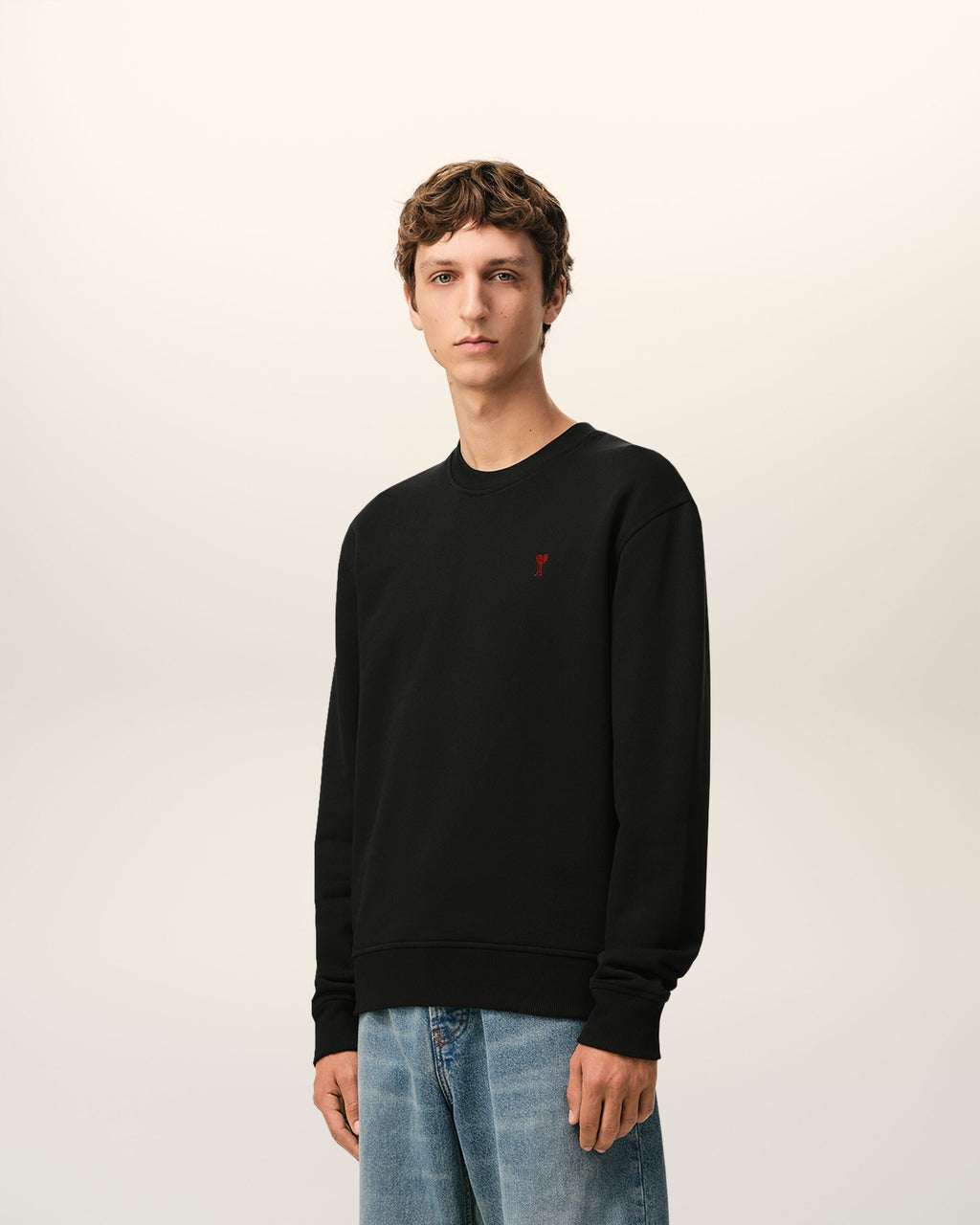 Black Cotton Red Ami De Coeur Sweatshirt