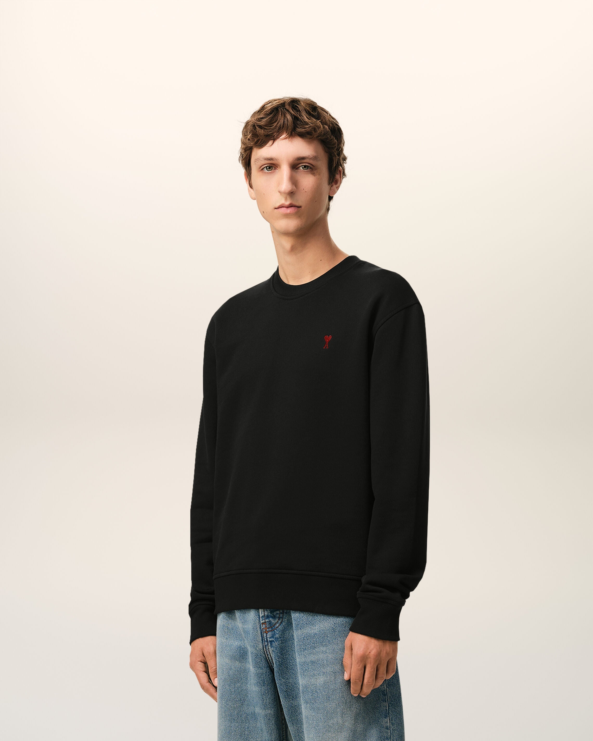 Black Cotton Red Ami De Coeur Sweatshirt