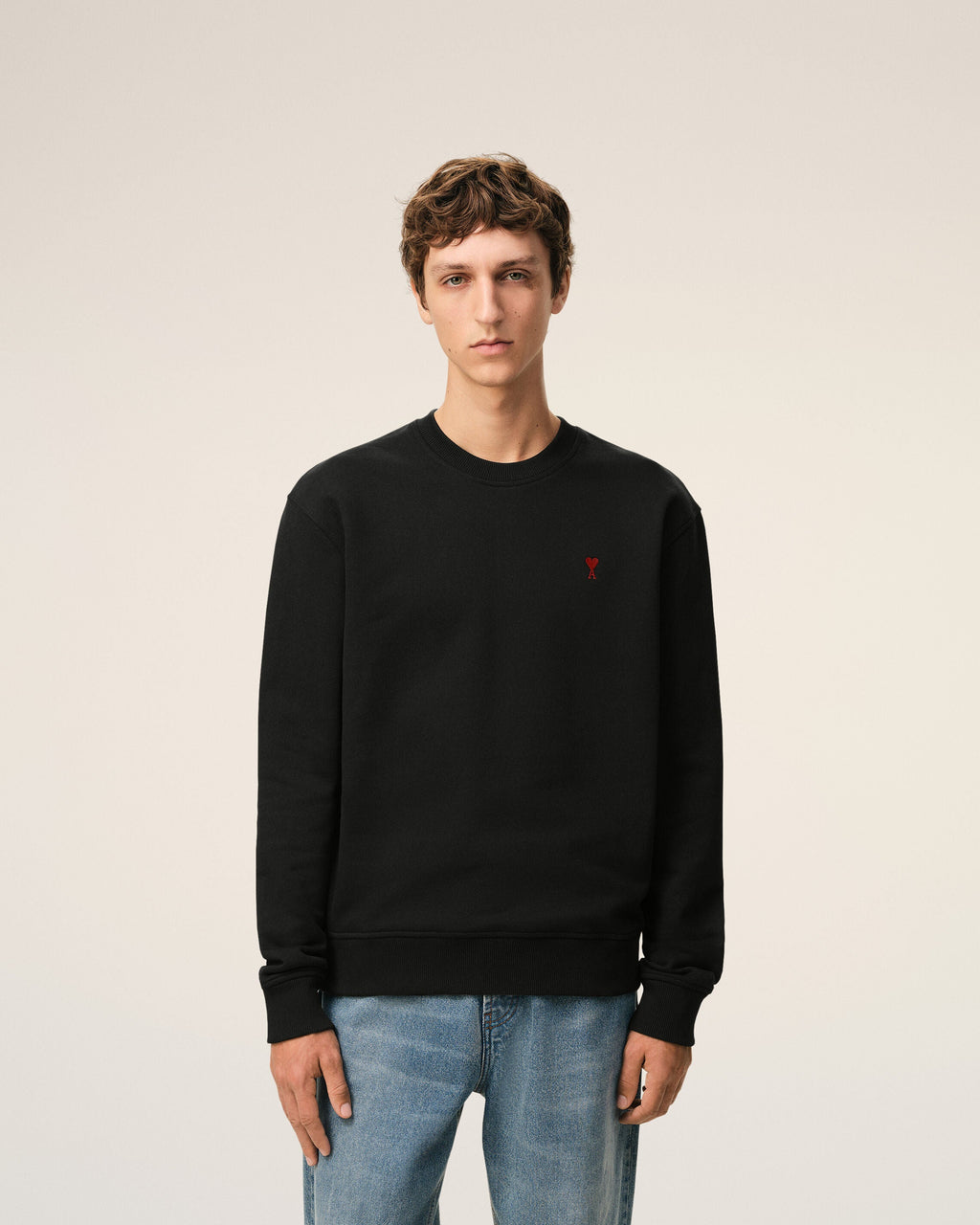 Black Cotton Red Ami De Coeur Sweatshirt