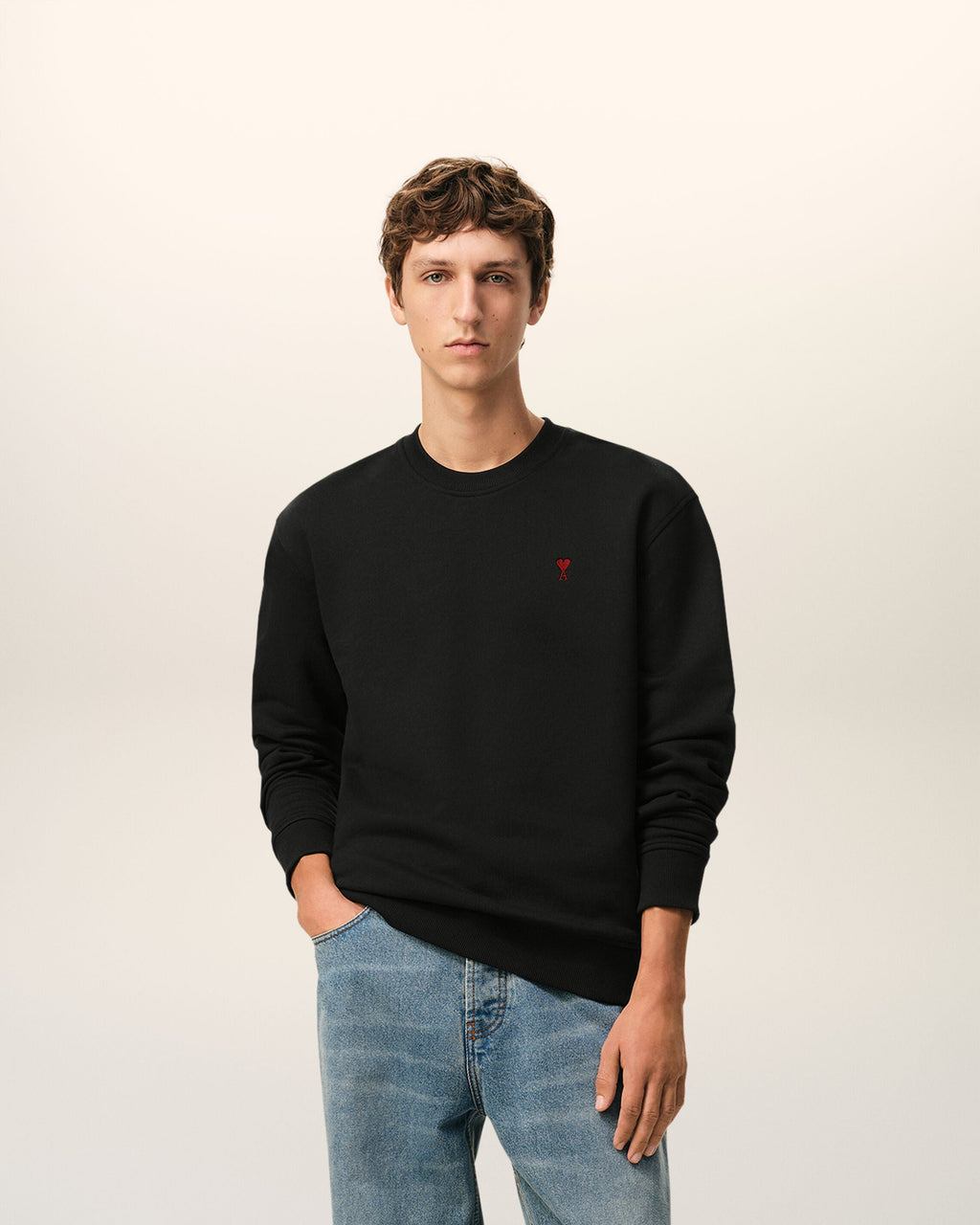 Black Cotton Red Ami De Coeur Sweatshirt