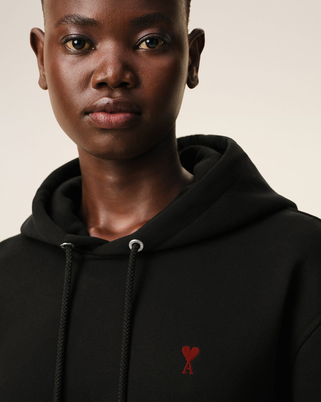 Black Cotton Red Ami De Coeur Hoodie