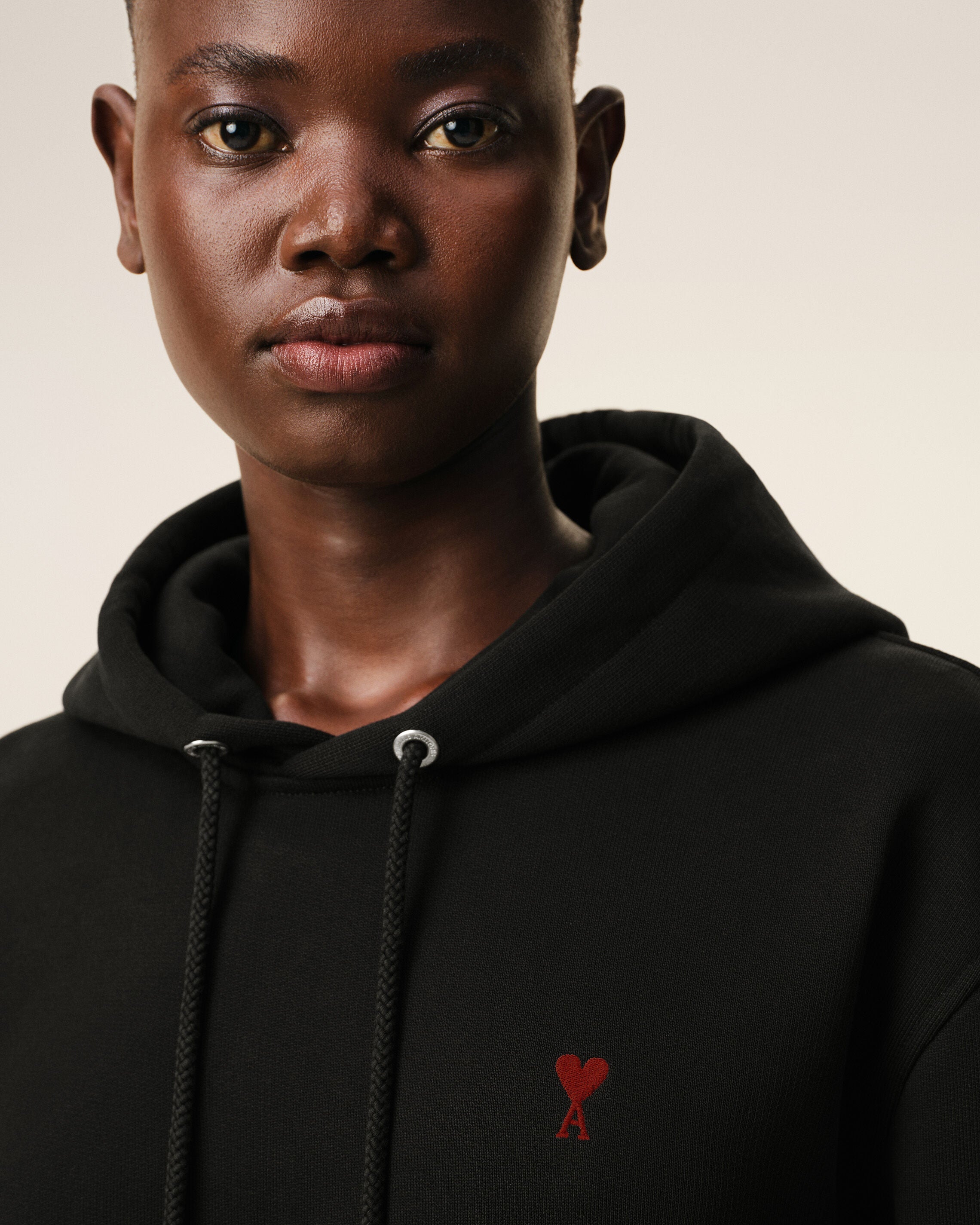 Black Cotton Red Ami De Coeur Hoodie