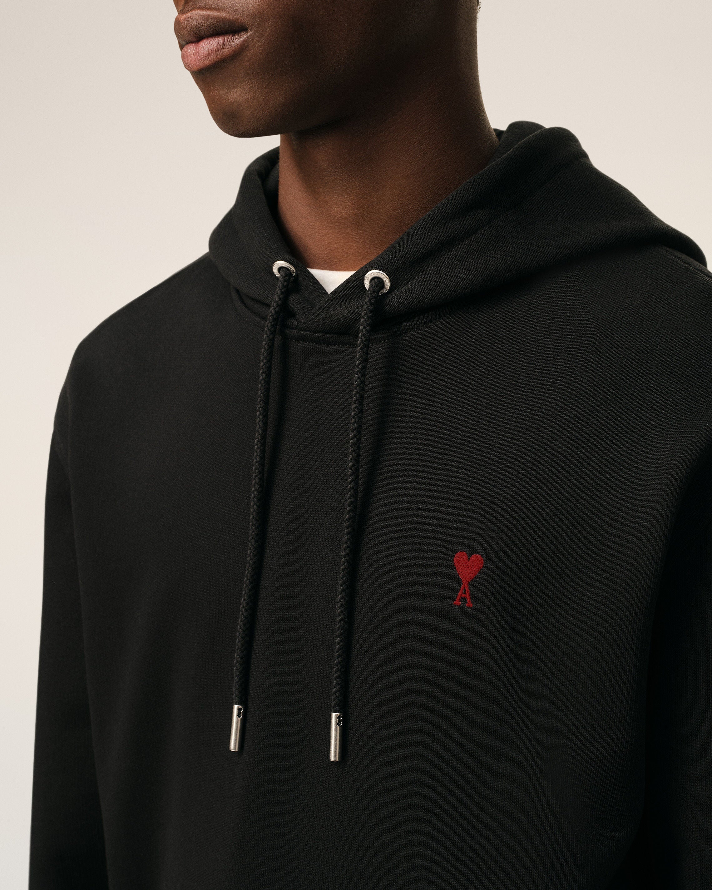 Black Cotton Red Ami De Coeur Hoodie