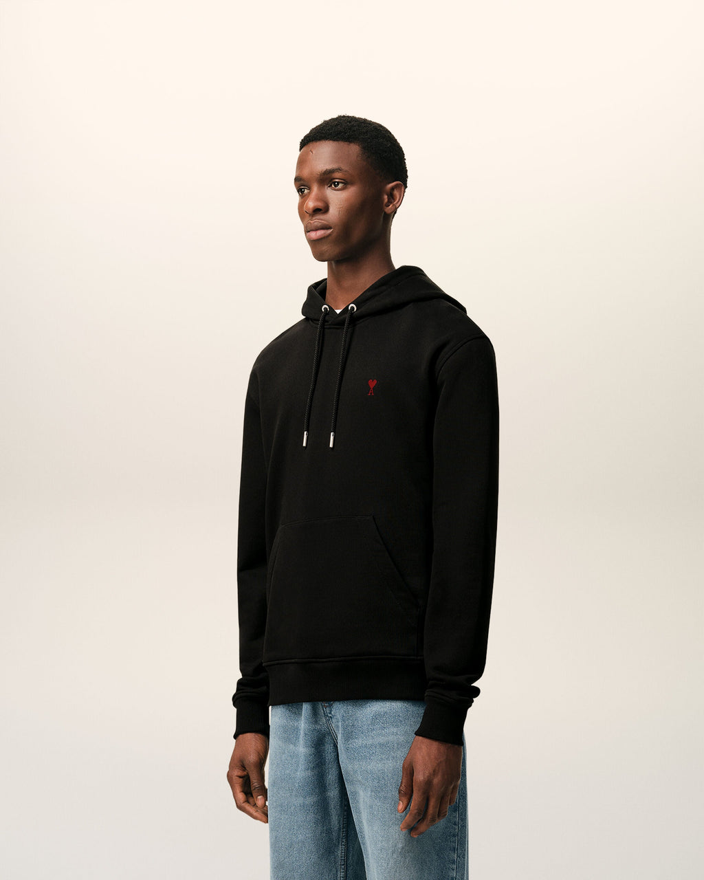 Black Cotton Red Ami De Coeur Hoodie