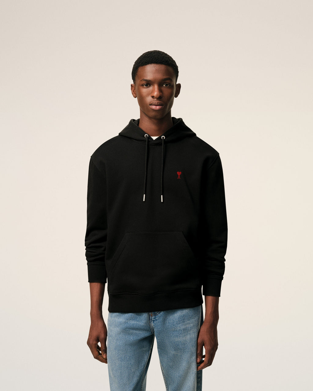 Black Cotton Red Ami De Coeur Hoodie