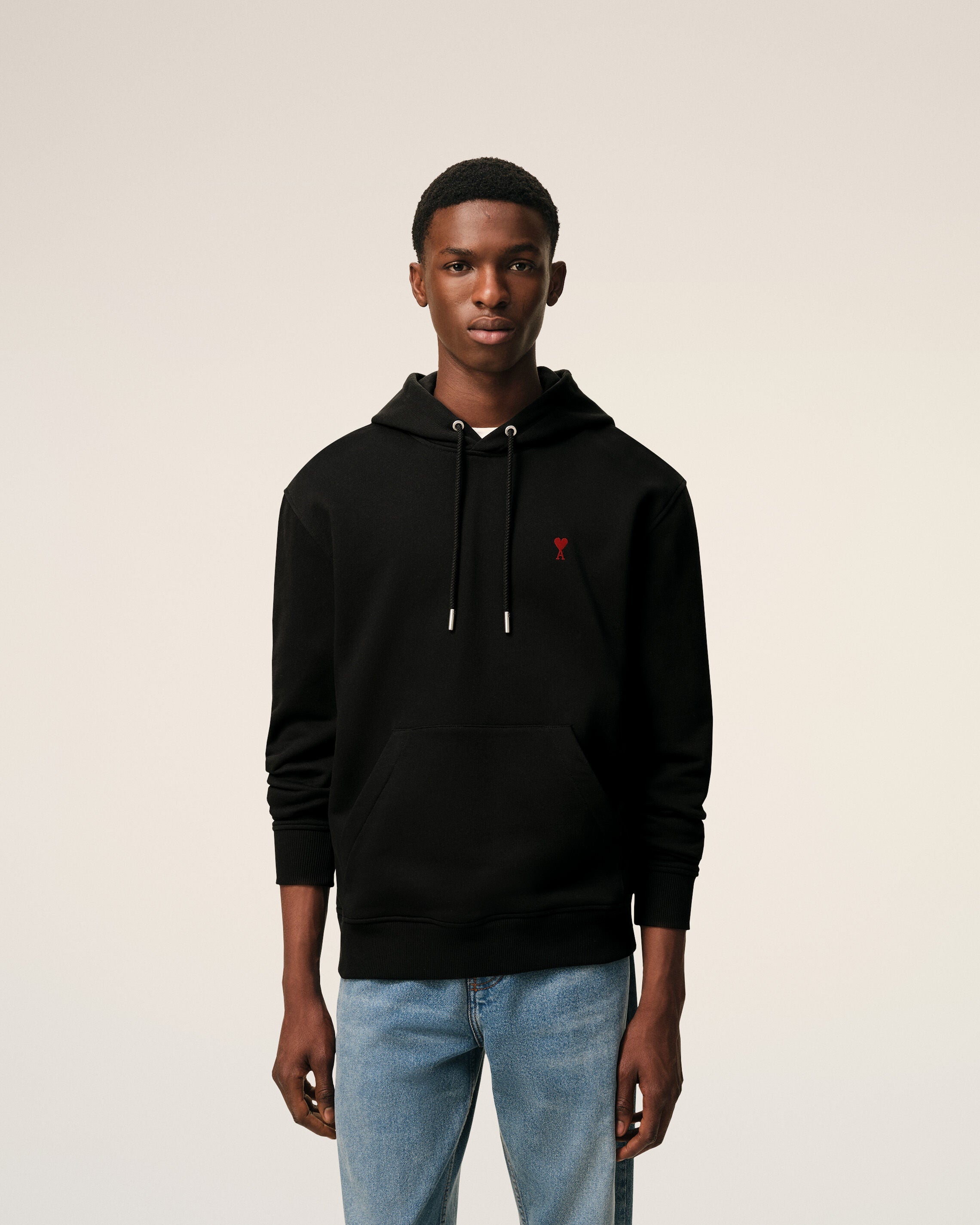 Black Cotton Red Ami De Coeur Hoodie