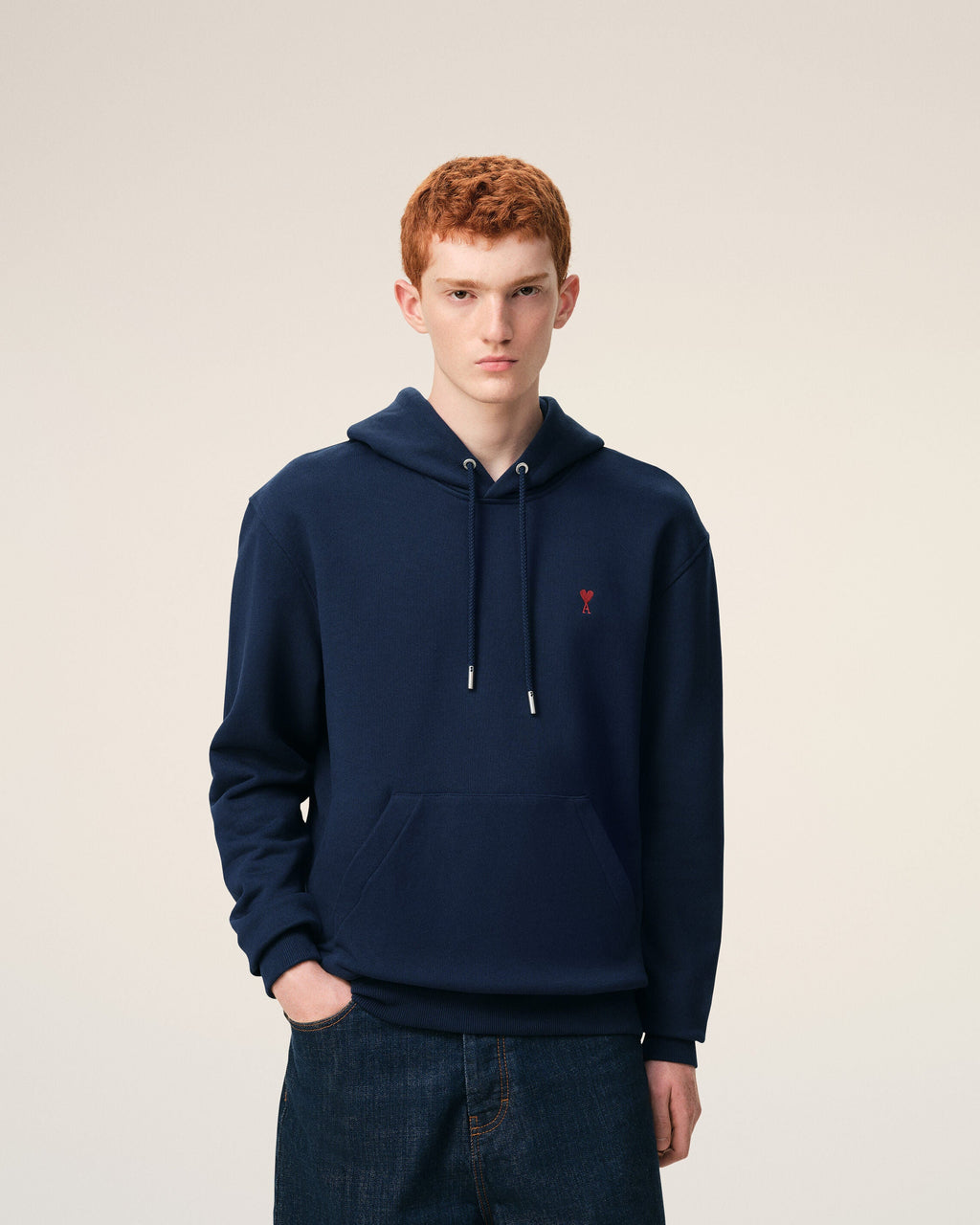 Blue Cotton Red Ami De Coeur Hoodie
