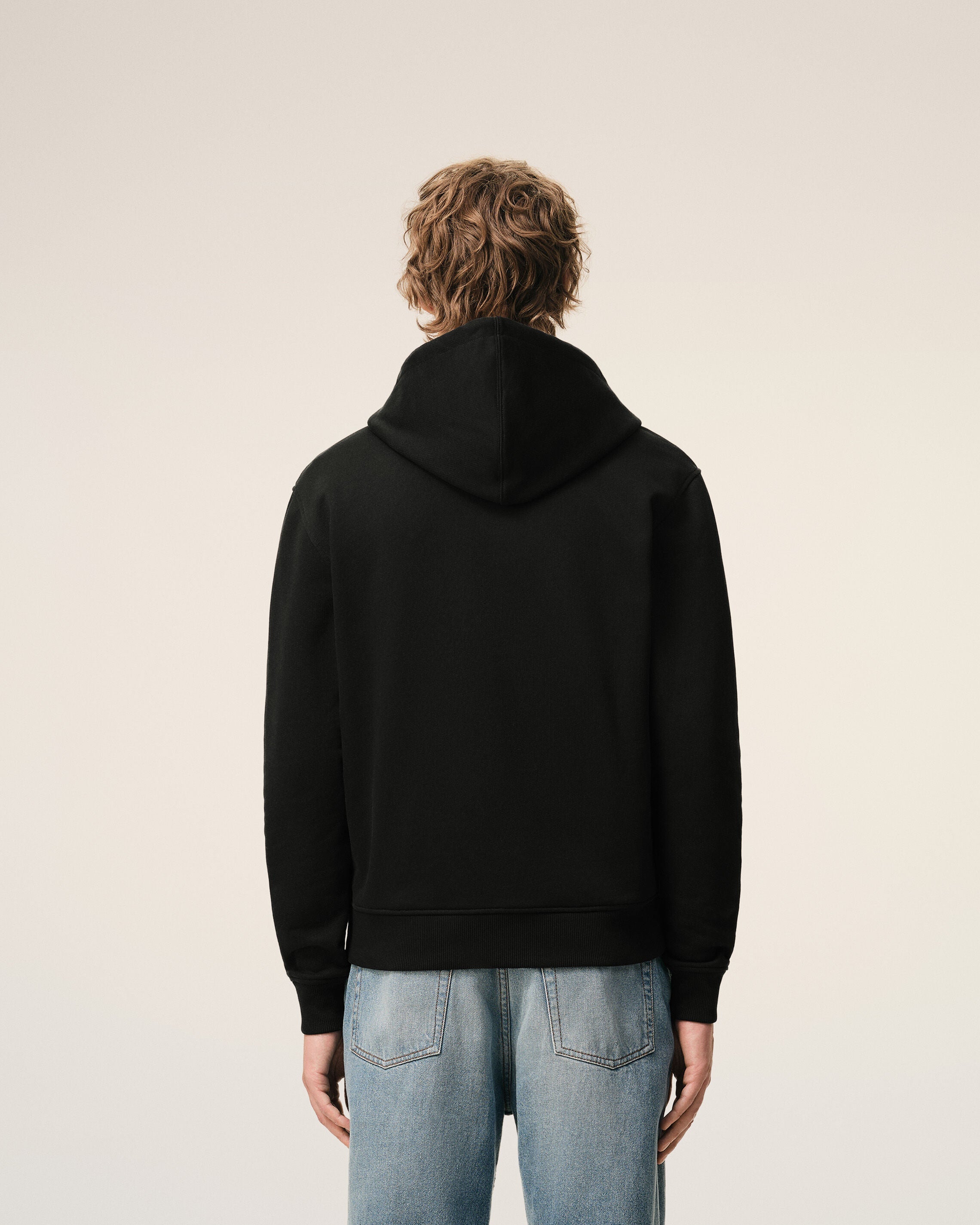 Black Cotton Red Ami De Coeur Zipped Hoodie