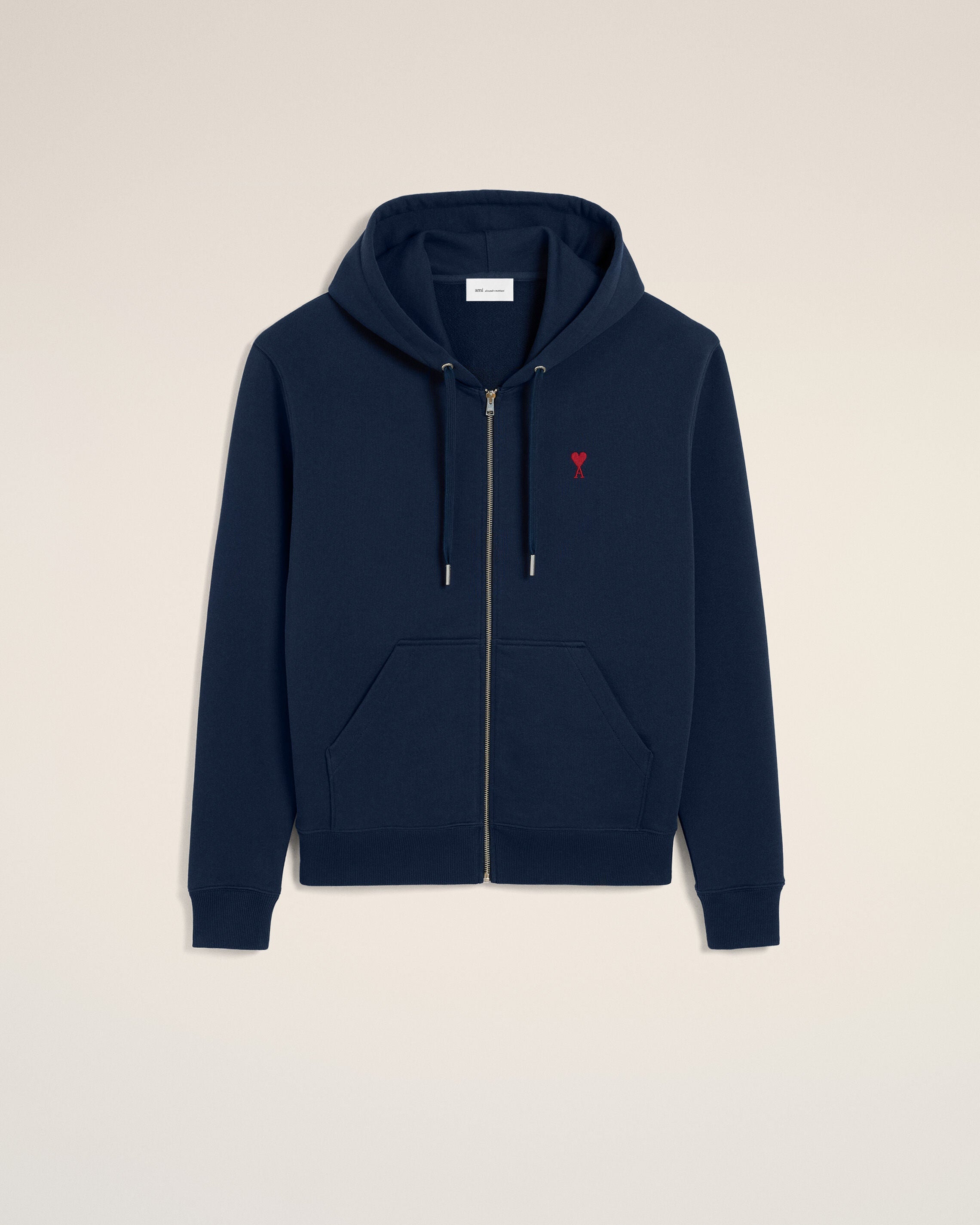 Blue Cotton Red Ami De Coeur Zipped Hoodie