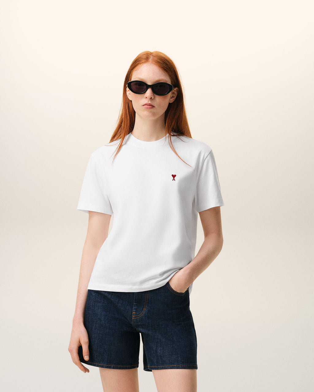 White Cotton Red Ami De Coeur Tshirt