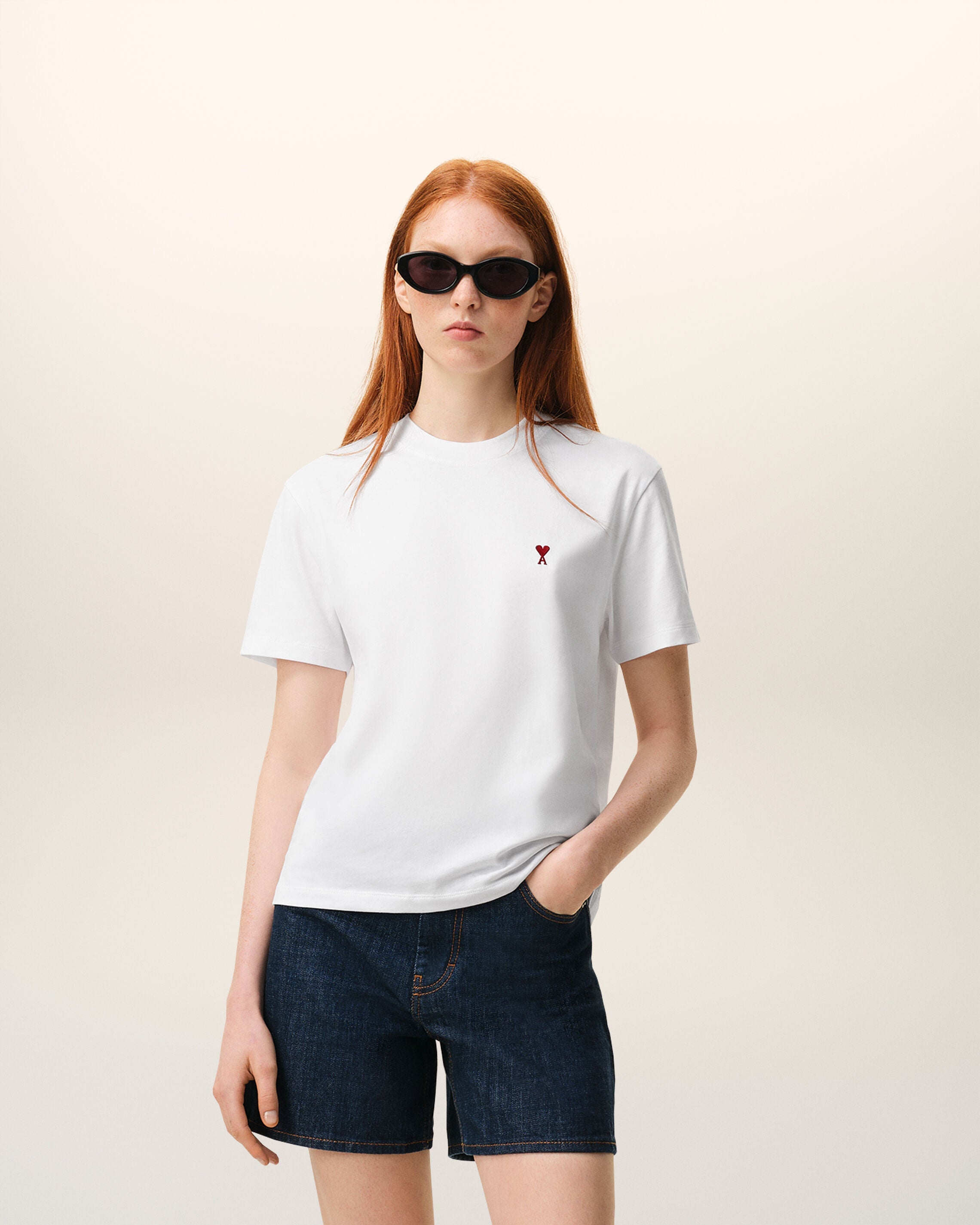 White Cotton Red Ami De Coeur Tshirt