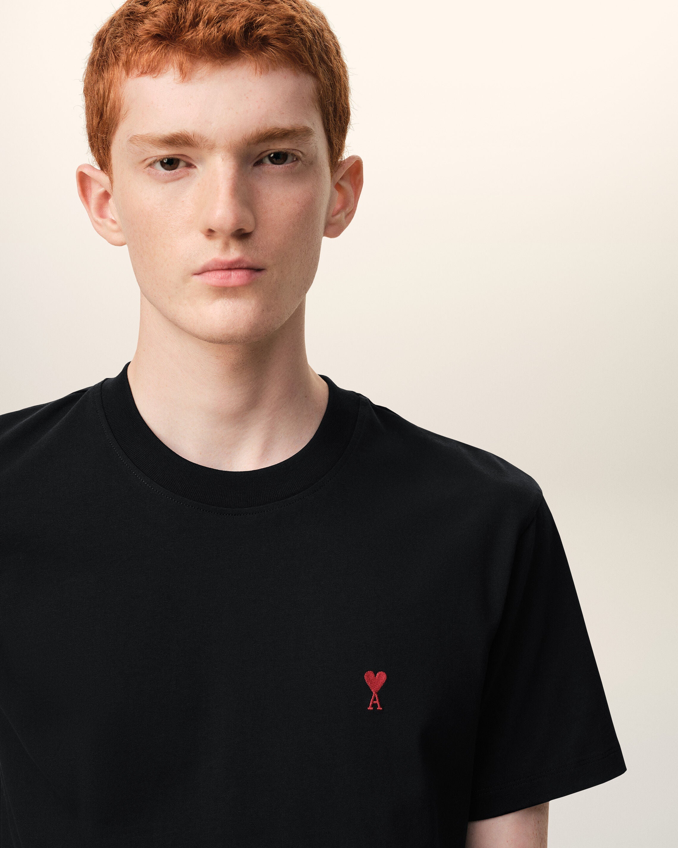 Black Cotton Red Ami De Coeur Tshirt