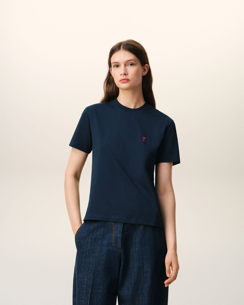 Blue Cotton Red Ami De Coeur Tshirt