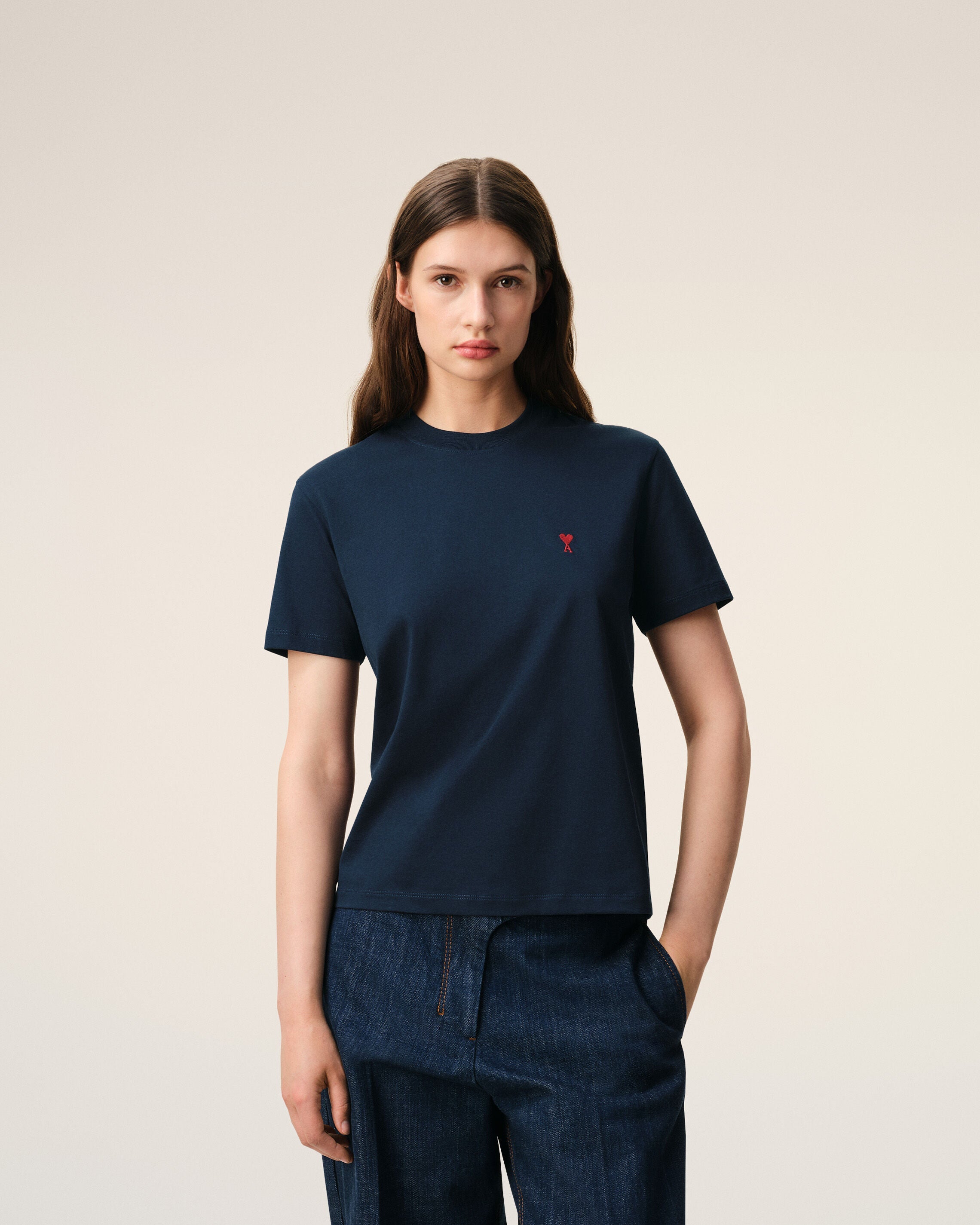 Blue Cotton Red Ami De Coeur Tshirt