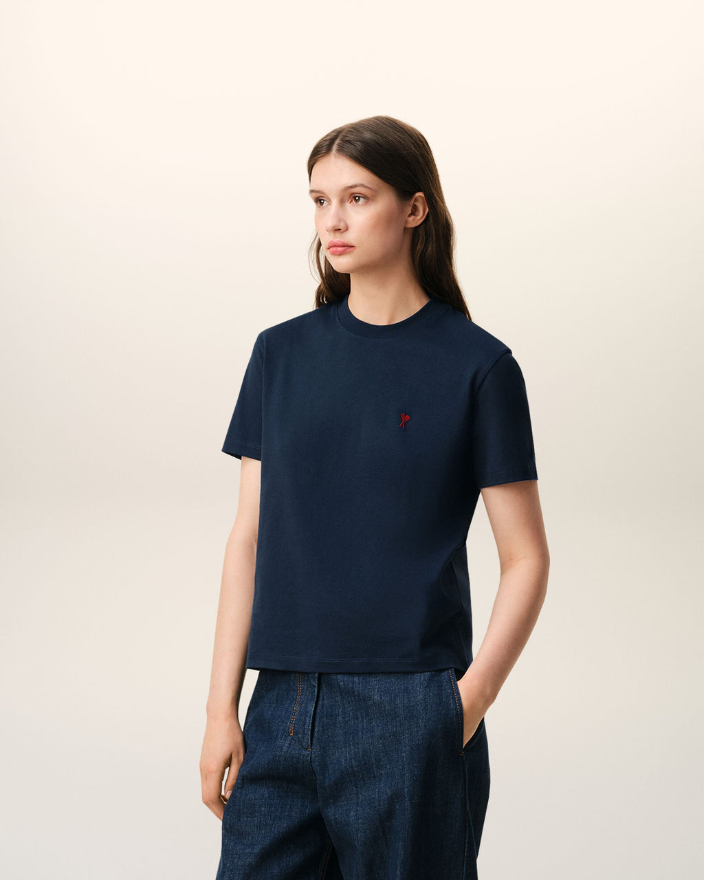 Blue Cotton Red Ami De Coeur Tshirt