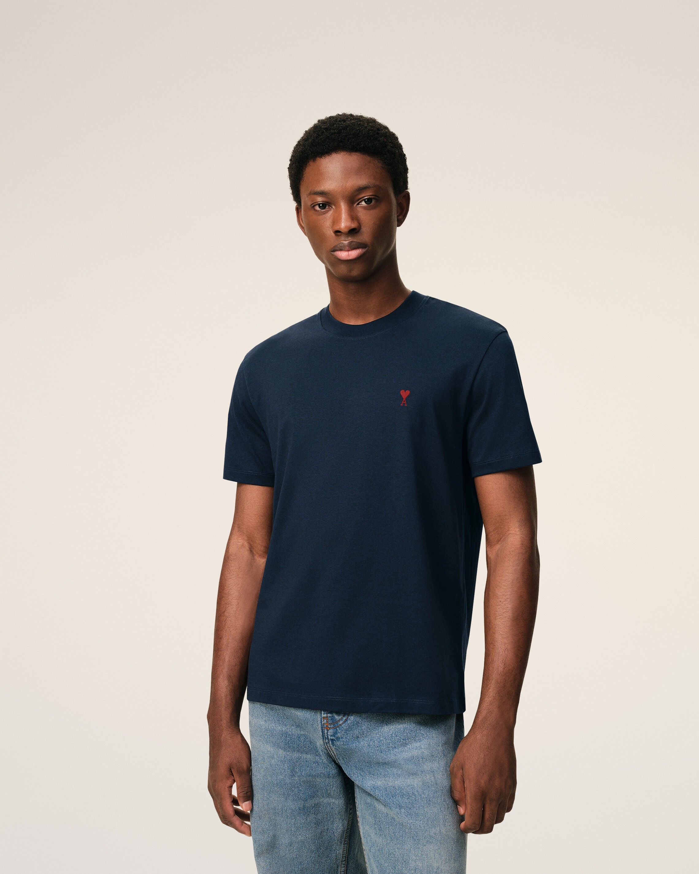 Blue Cotton Red Ami De Coeur Tshirt