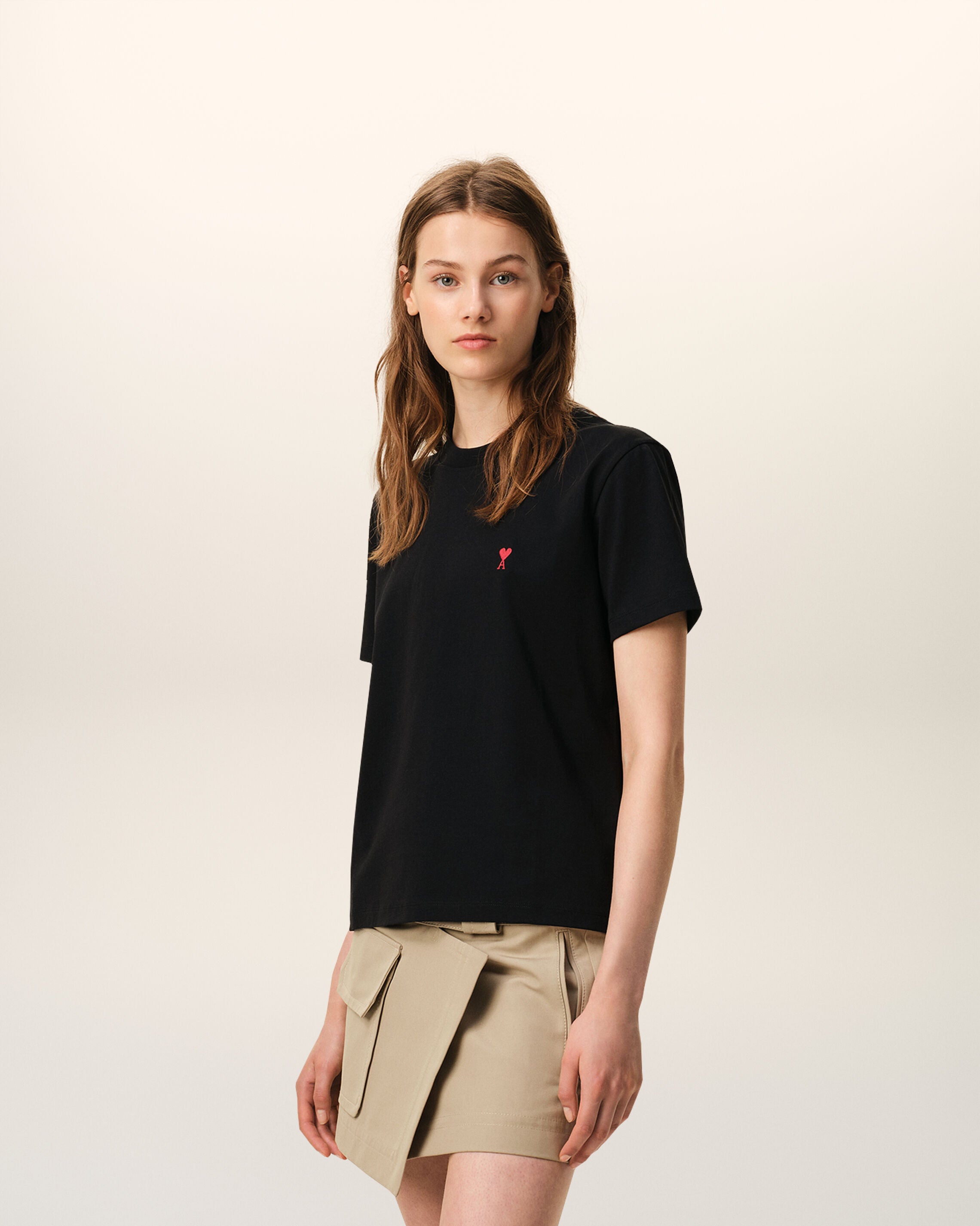 Black Cotton Red Ami De Coeur Tshirt